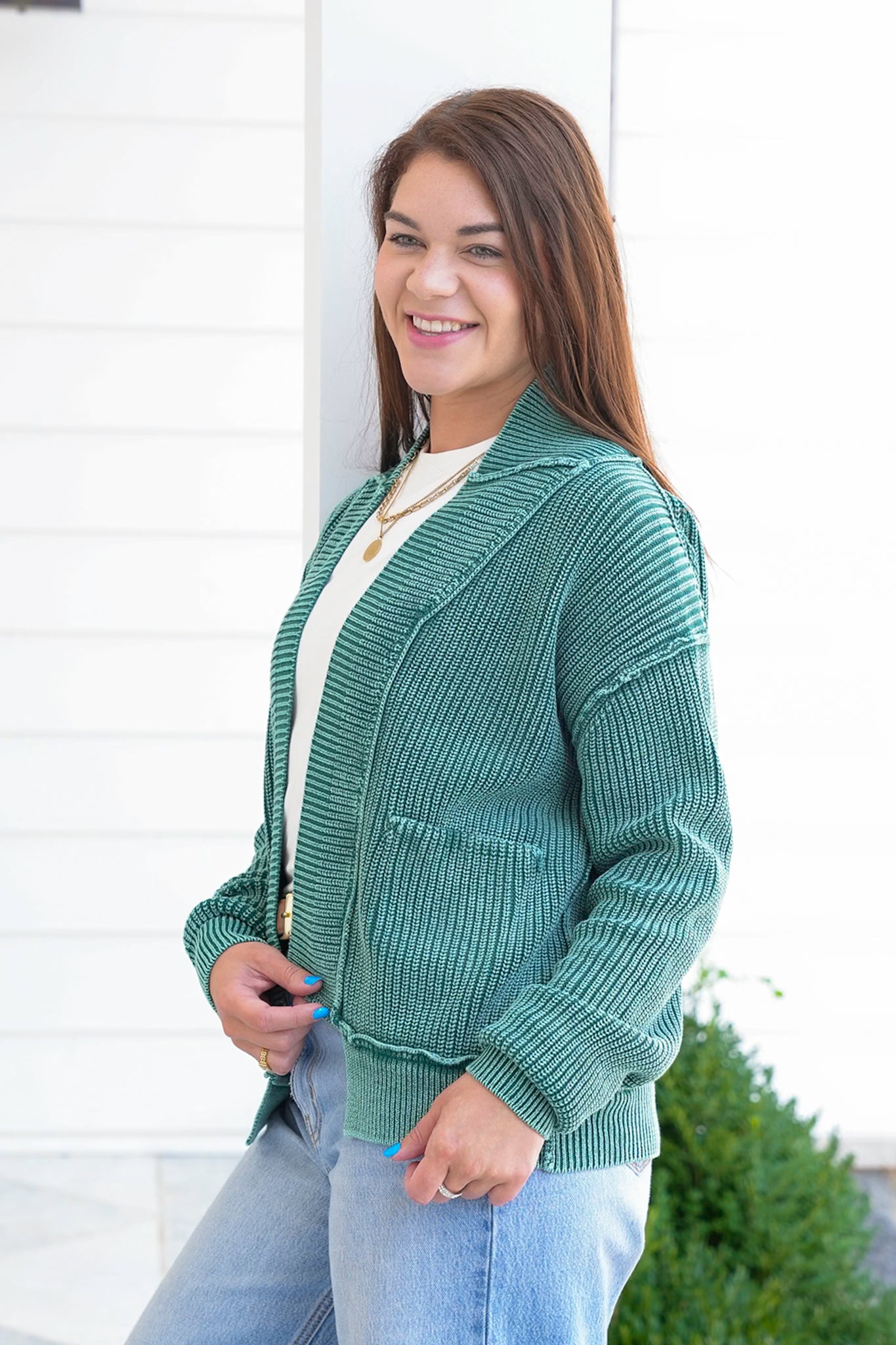 Door Buster! Zenana Washed Dropped Shoulder Cardigan with Side Pockets