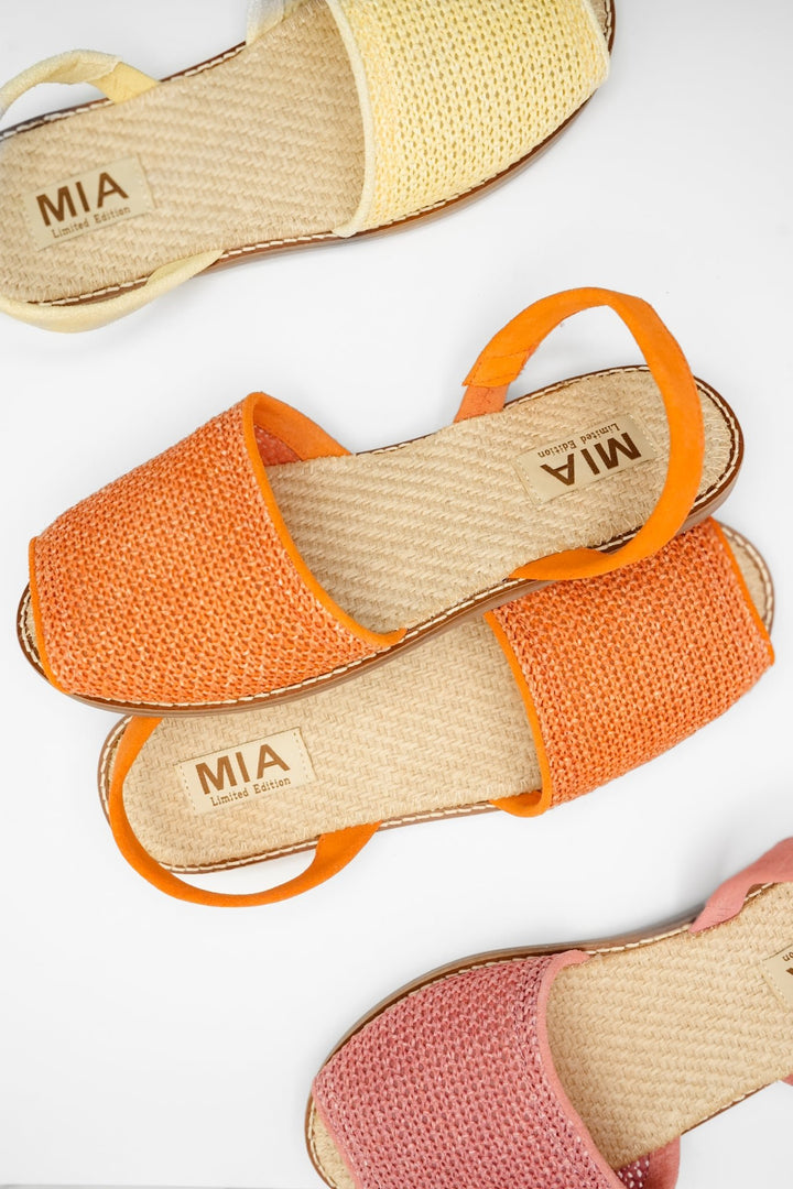 MIA Textured Fabric Slingback Comfort Flat - Freckled Poppy