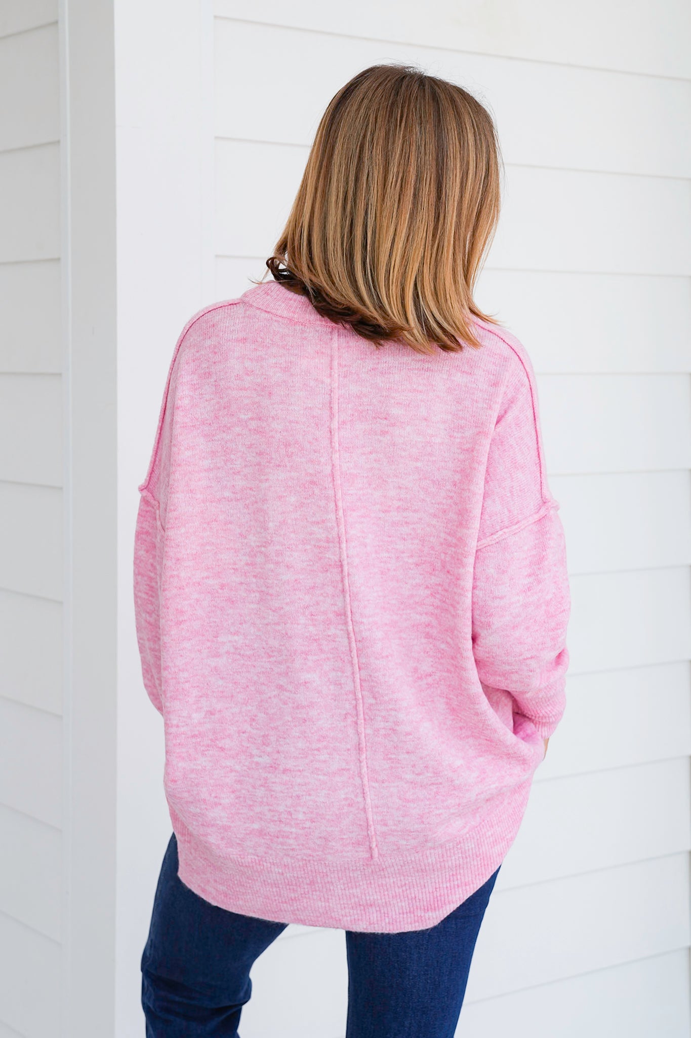 Door Buster! Zenana Melange Hi Low Hem Pocket Sweater