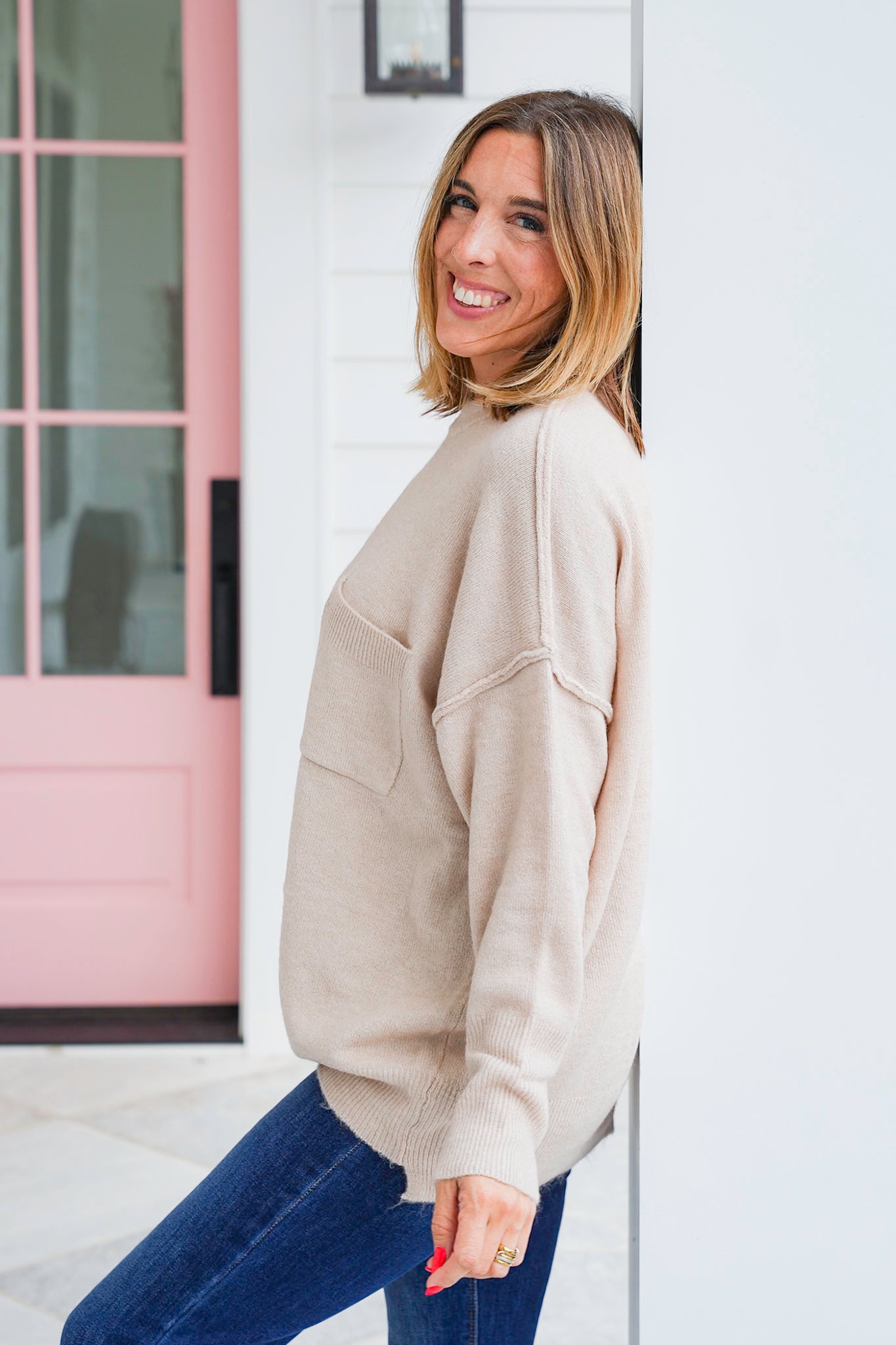 Door Buster! Zenana Melange Hi Low Hem Pocket Sweater