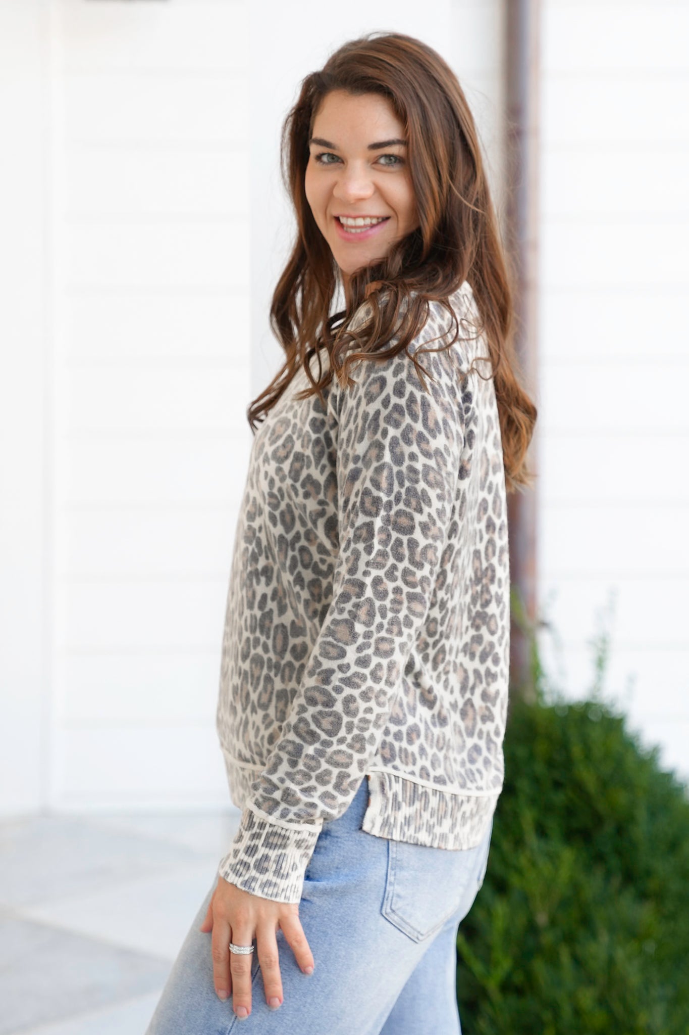 In Side Out Leopard Long Sleeve Pullover Top