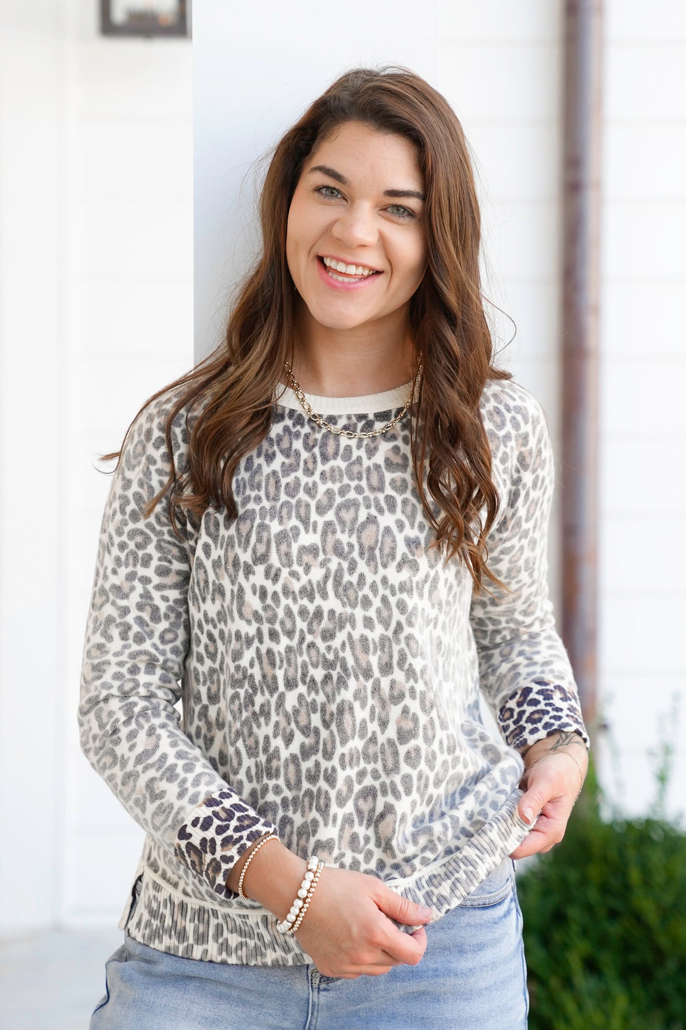 In Side Out Leopard Long Sleeve Pullover Top