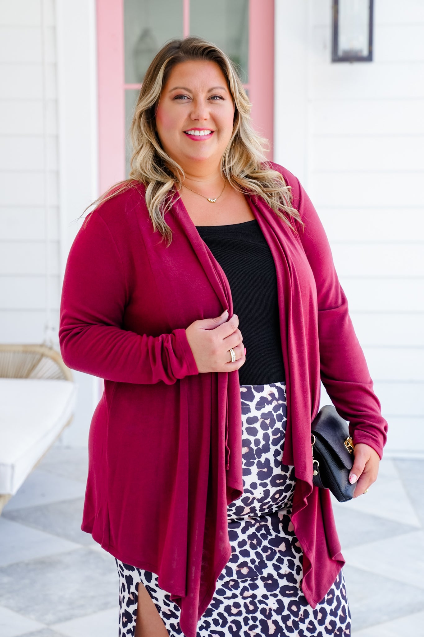 Plus/Reg Door Buster! Long Sleeve Cascading Open Front Cardigan