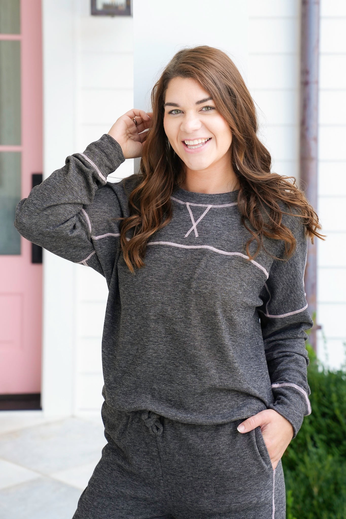 Heathered Long Sleeve Pullover Top