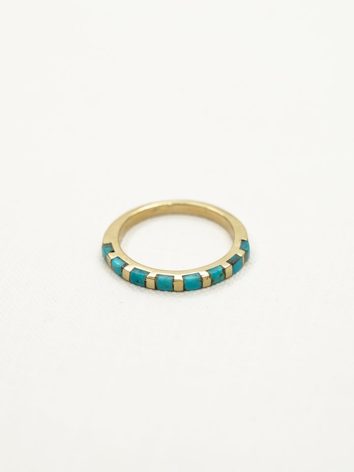 BOHO SOL Brass Mini Inlaid Stacker Ring - Freckled Poppy