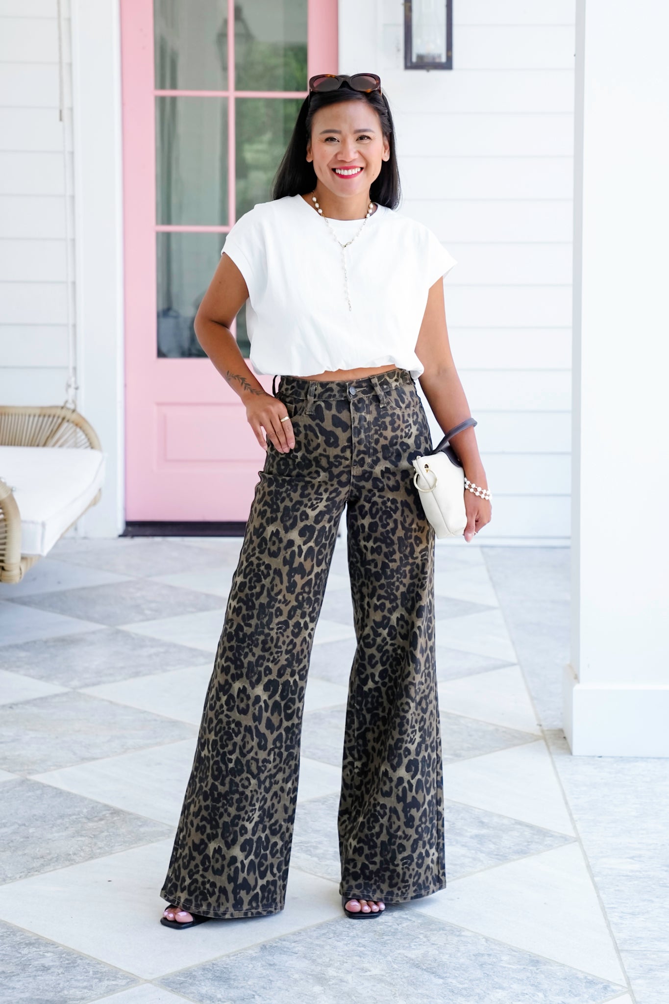 White Short Sleeve Bubble Hem Top