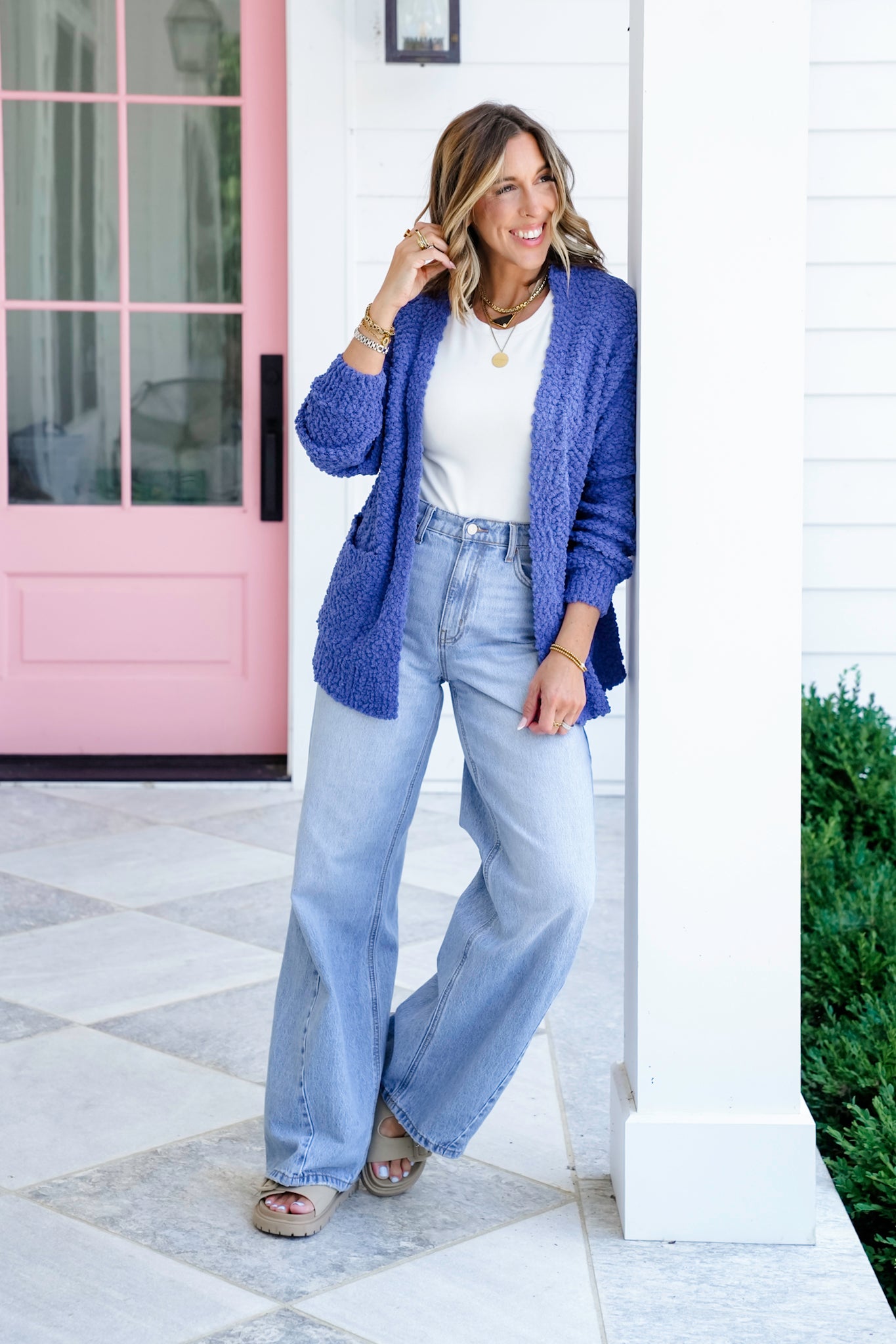 Door Buster! Zenana Long Sleeve Popcorn Sweater Cardigan with Pockets