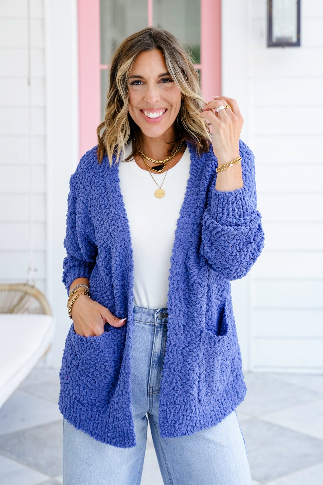 Door Buster! Zenana Long Sleeve Popcorn Sweater Cardigan with Pockets