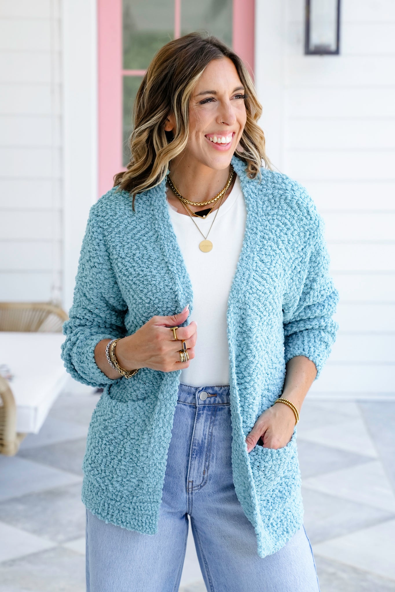 Door Buster! Zenana Long Sleeve Popcorn Sweater Cardigan with Pockets