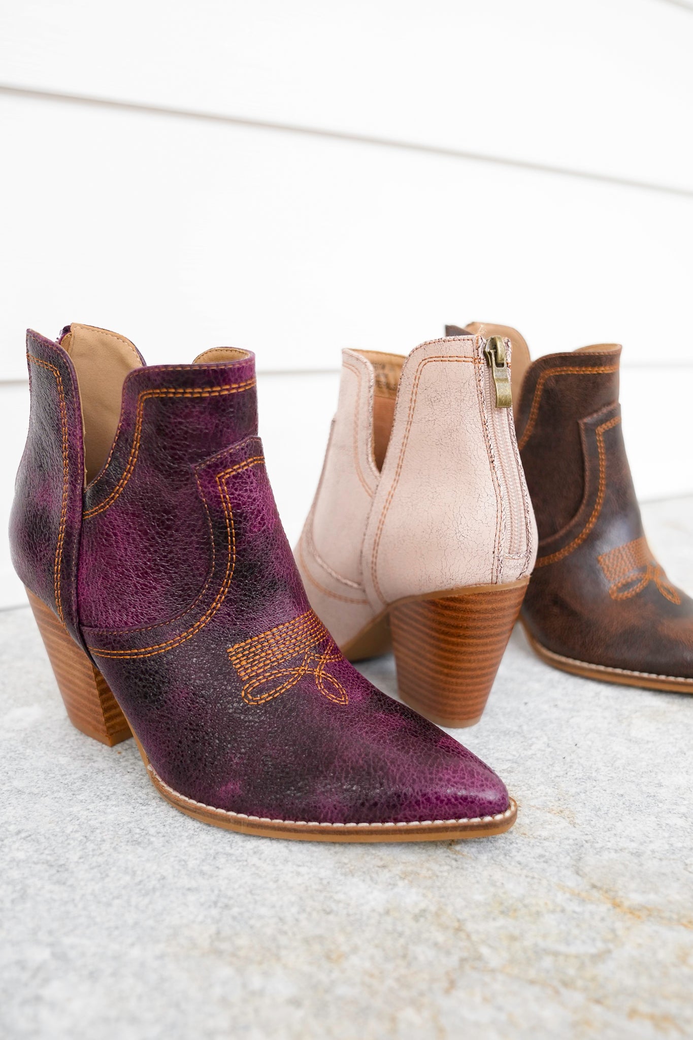 Corky's "Smoke Show" Chunky Heel Vegan Leather Booties with Back Zipper