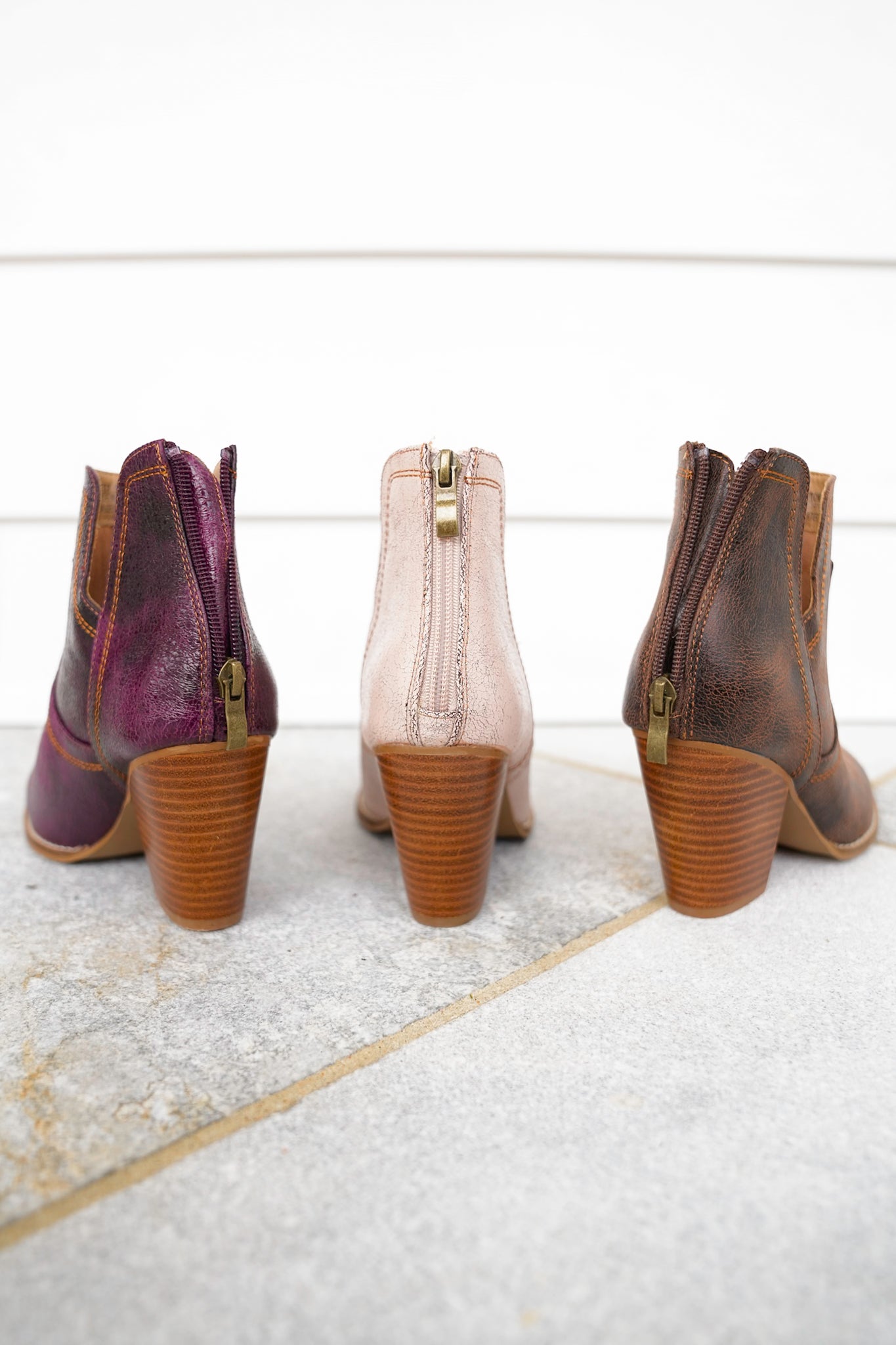 Corky's "Smoke Show" Chunky Heel Vegan Leather Booties with Back Zipper