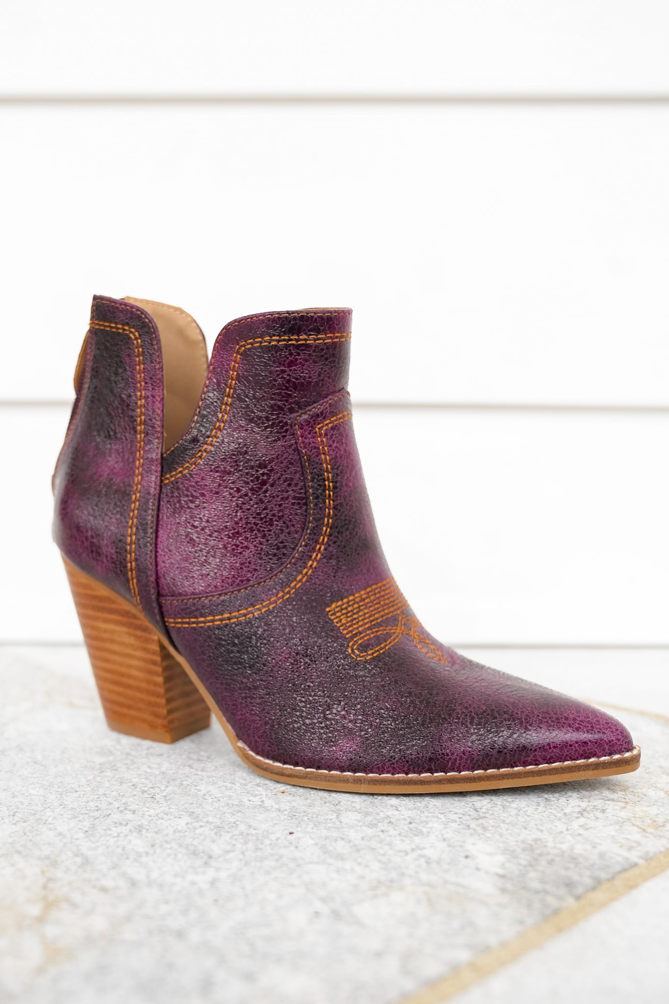 Corky's "Smoke Show" Chunky Heel Vegan Leather Booties with Back Zipper