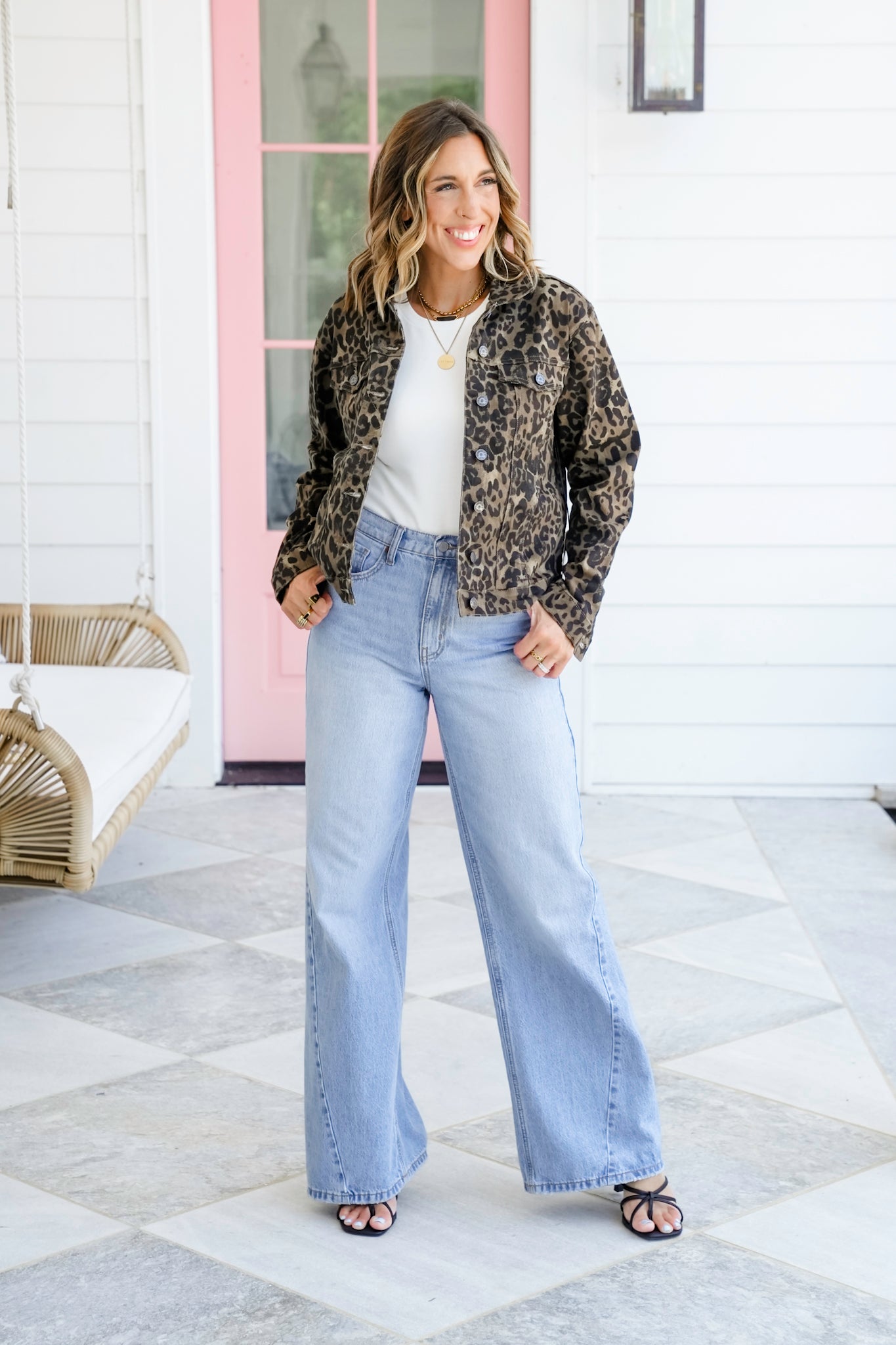 Plus/Reg Judy Blue Leopard Long Sleeve Boyfriend Jacket