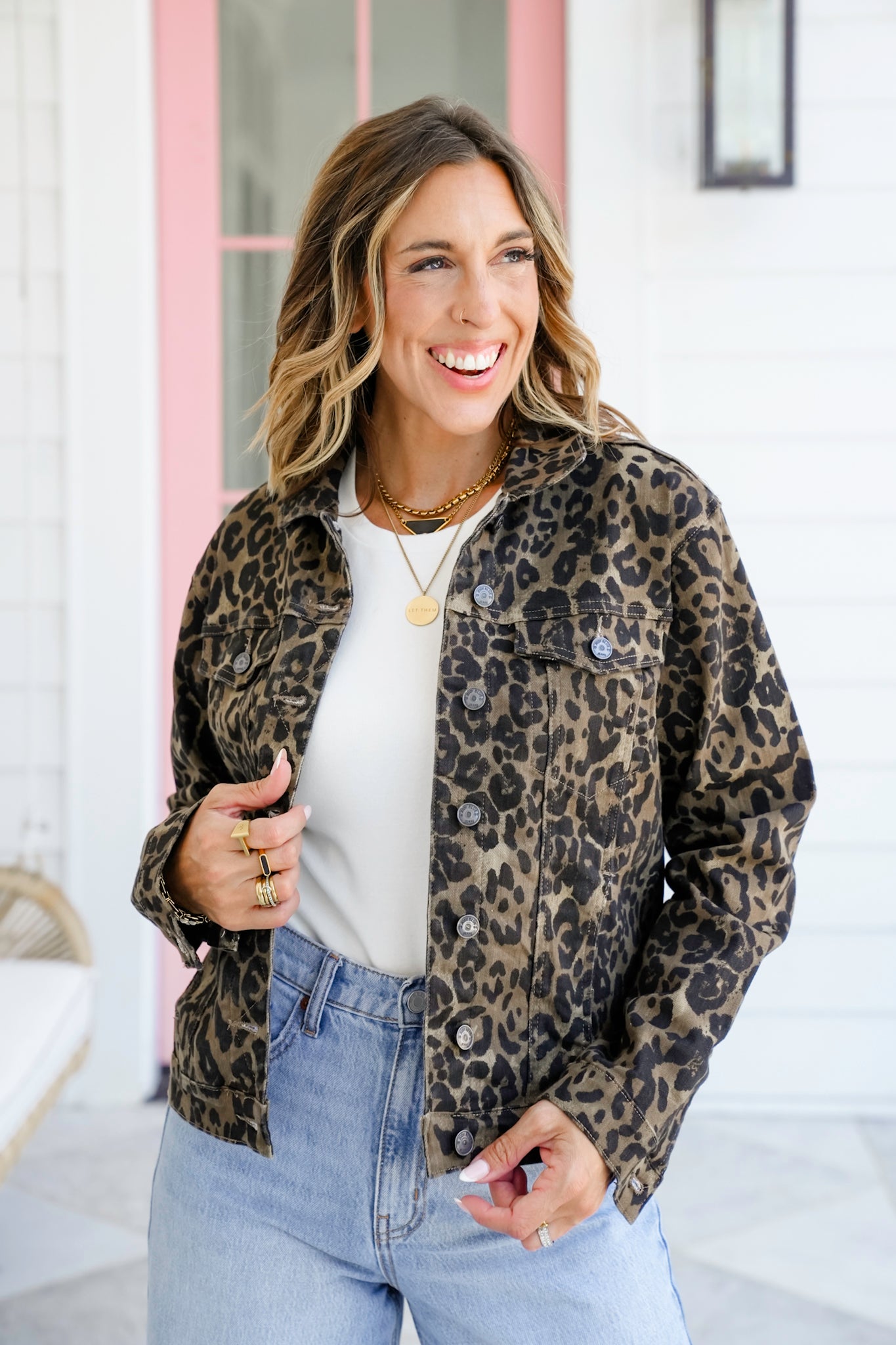 Plus/Reg Judy Blue Leopard Long Sleeve Boyfriend Jacket