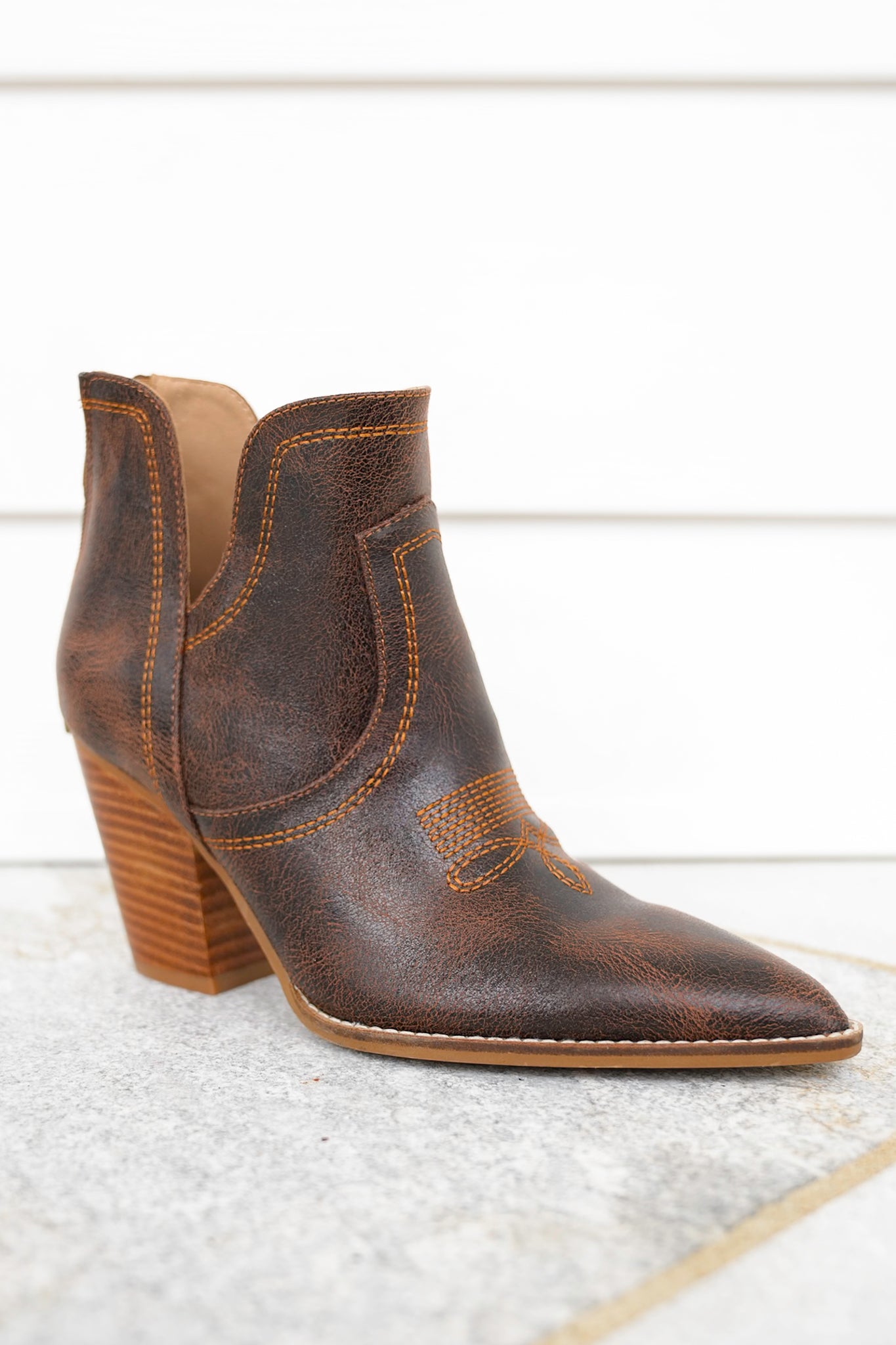 Corky's "Smoke Show" Chunky Heel Vegan Leather Booties with Back Zipper