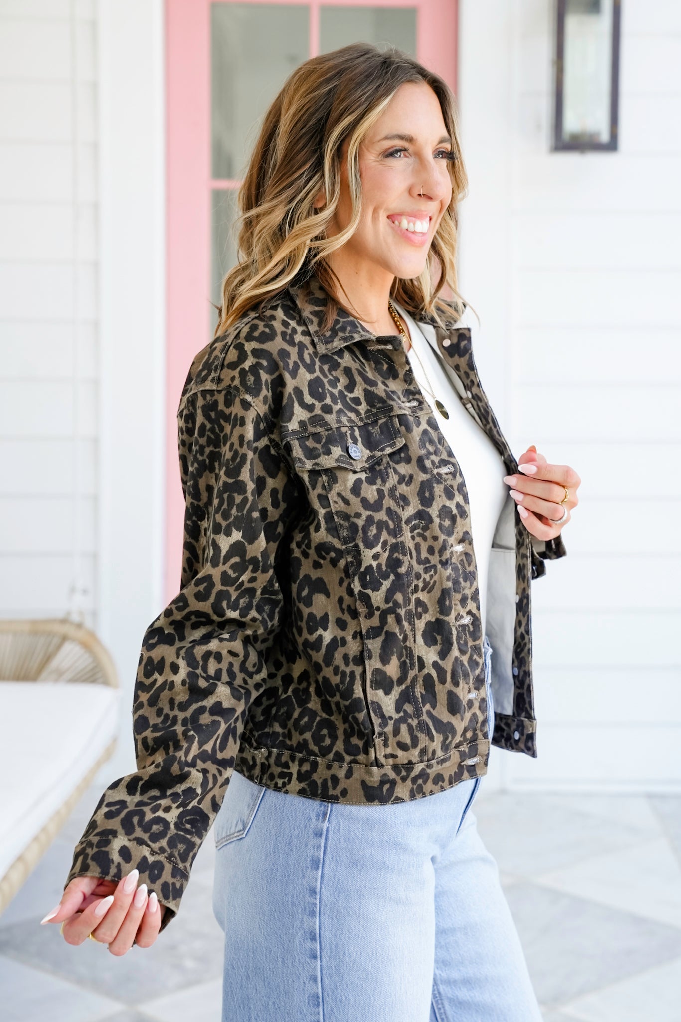 Plus/Reg Judy Blue Leopard Long Sleeve Boyfriend Jacket