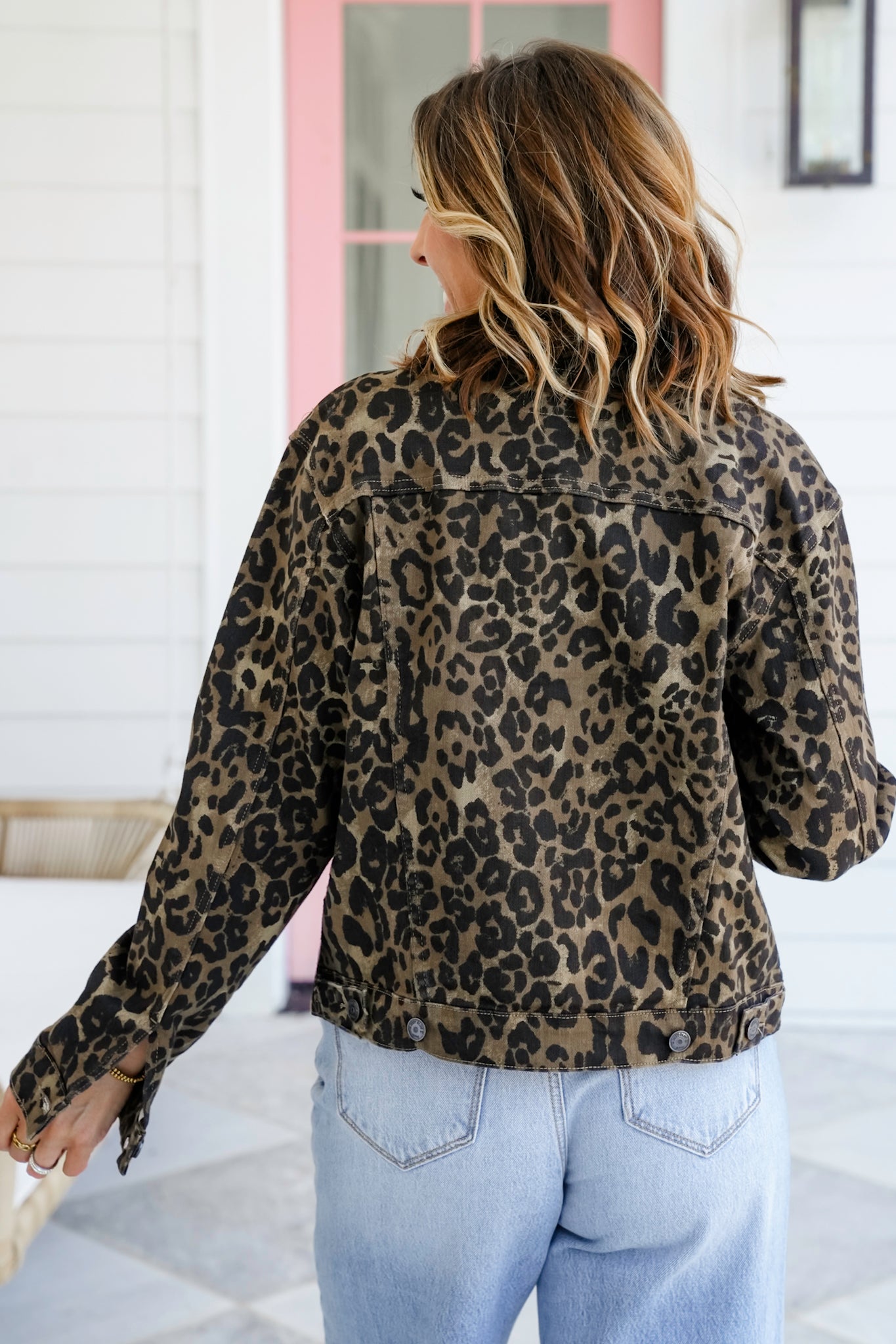 Plus/Reg Judy Blue Leopard Long Sleeve Boyfriend Jacket