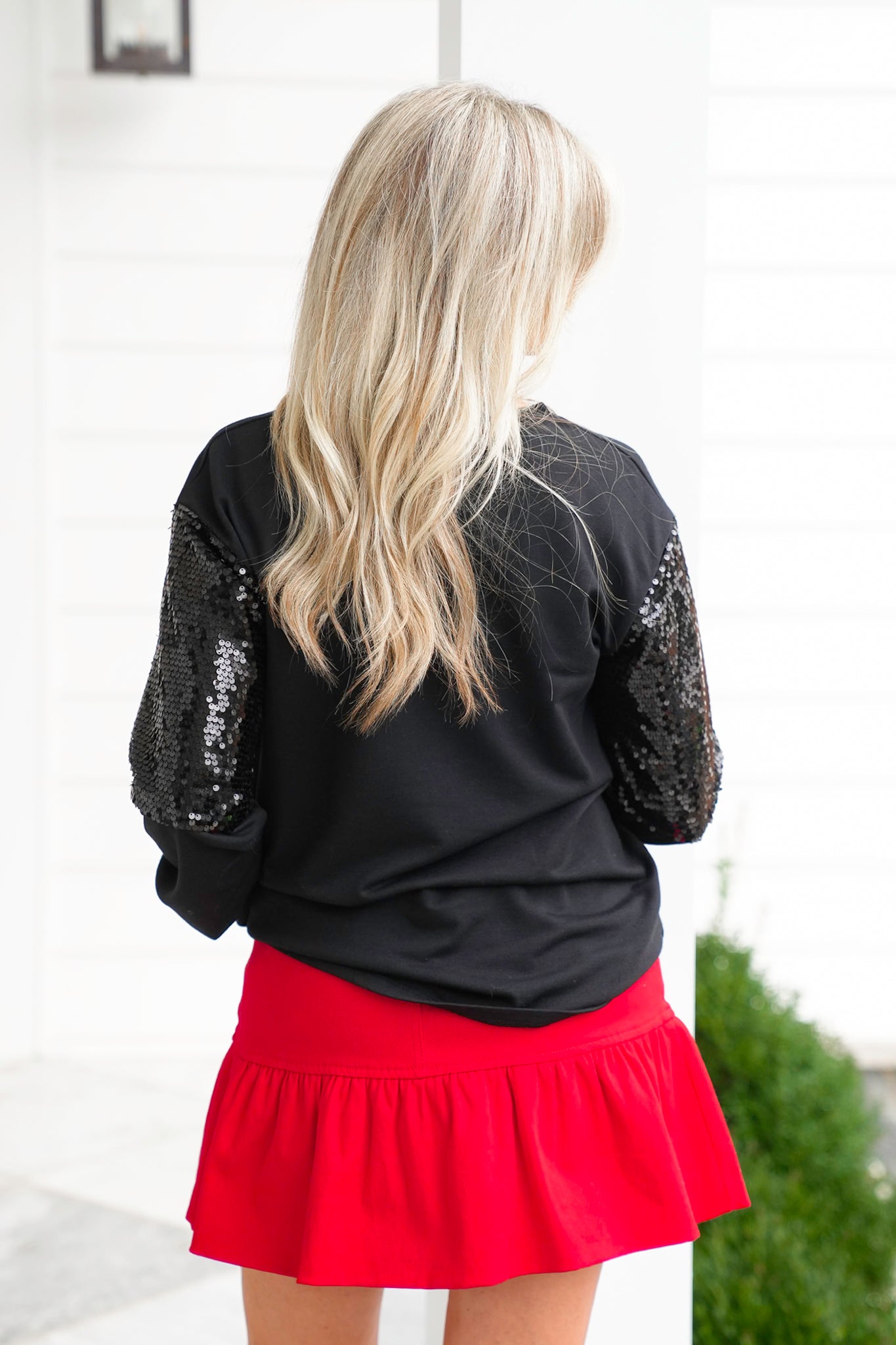 Plus/Reg "Cheers" Santa Long Sequin Sleeve Sweatshirt