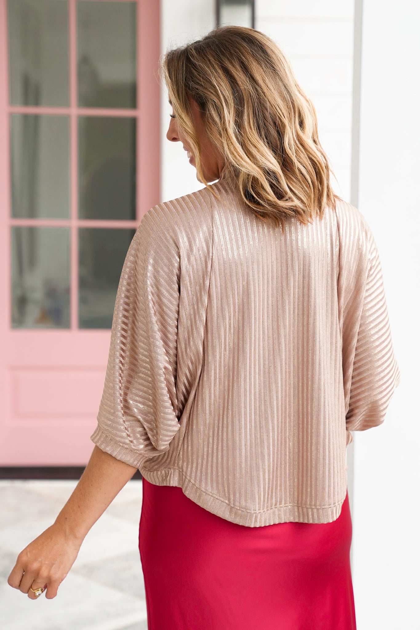 Plus/Reg Metallic Stripe Bolero with Tank Top Set