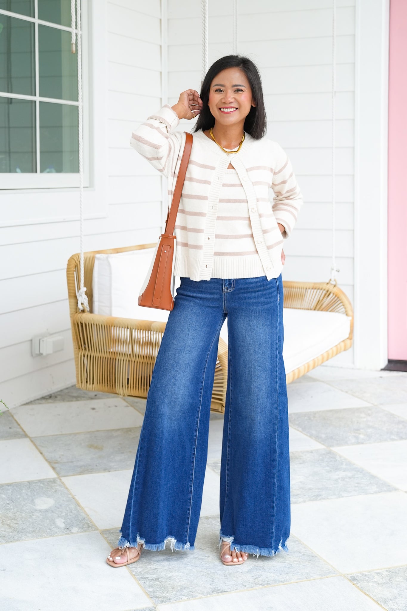 Striped Cami and Cardigan Set