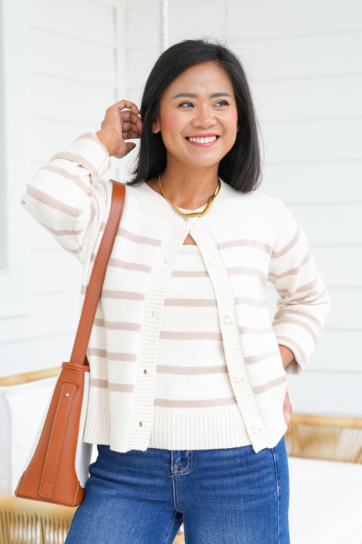 Striped Cami and Cardigan Set