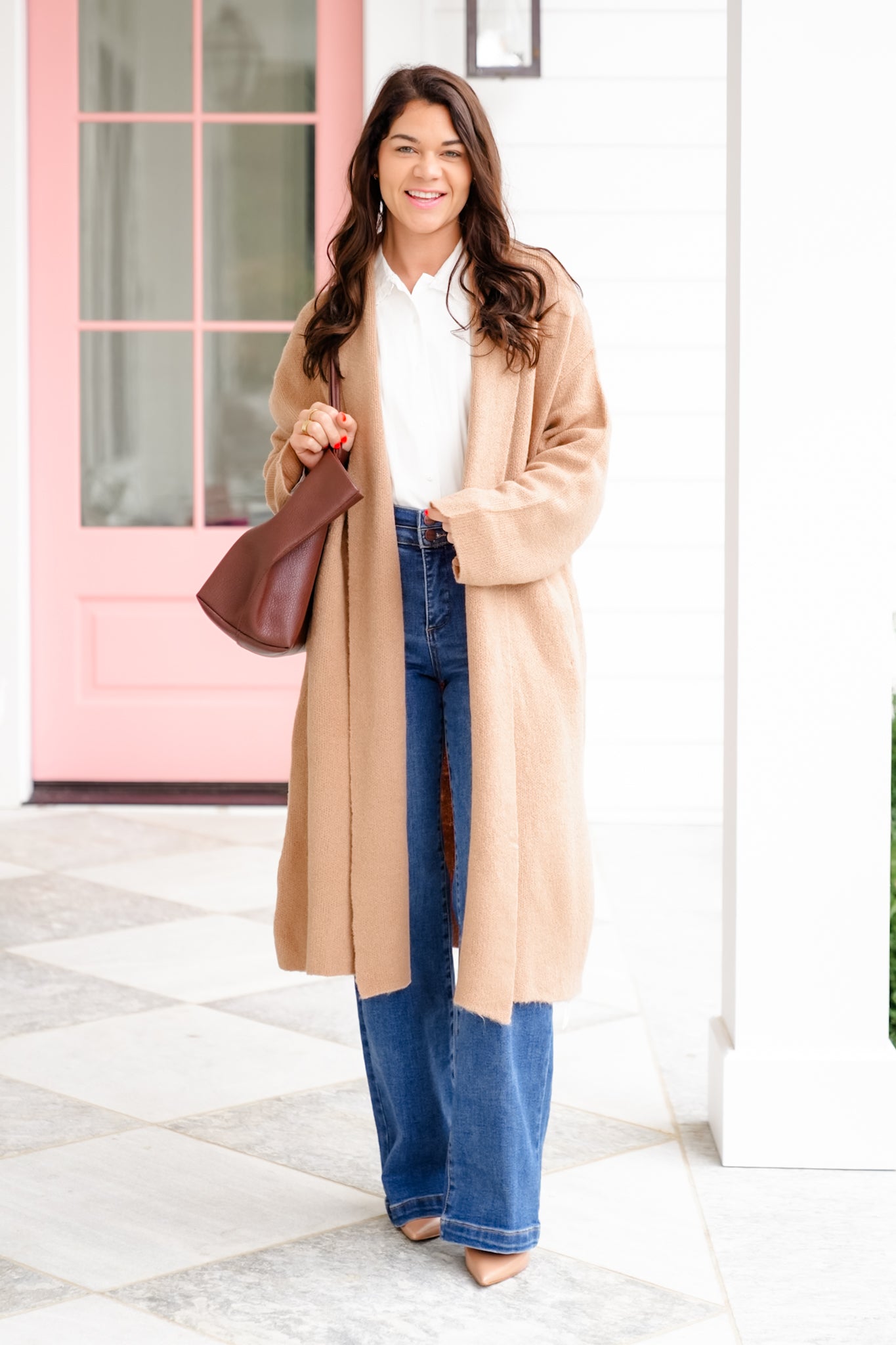 Long Sleeve Long Cardigan with Side Pockets