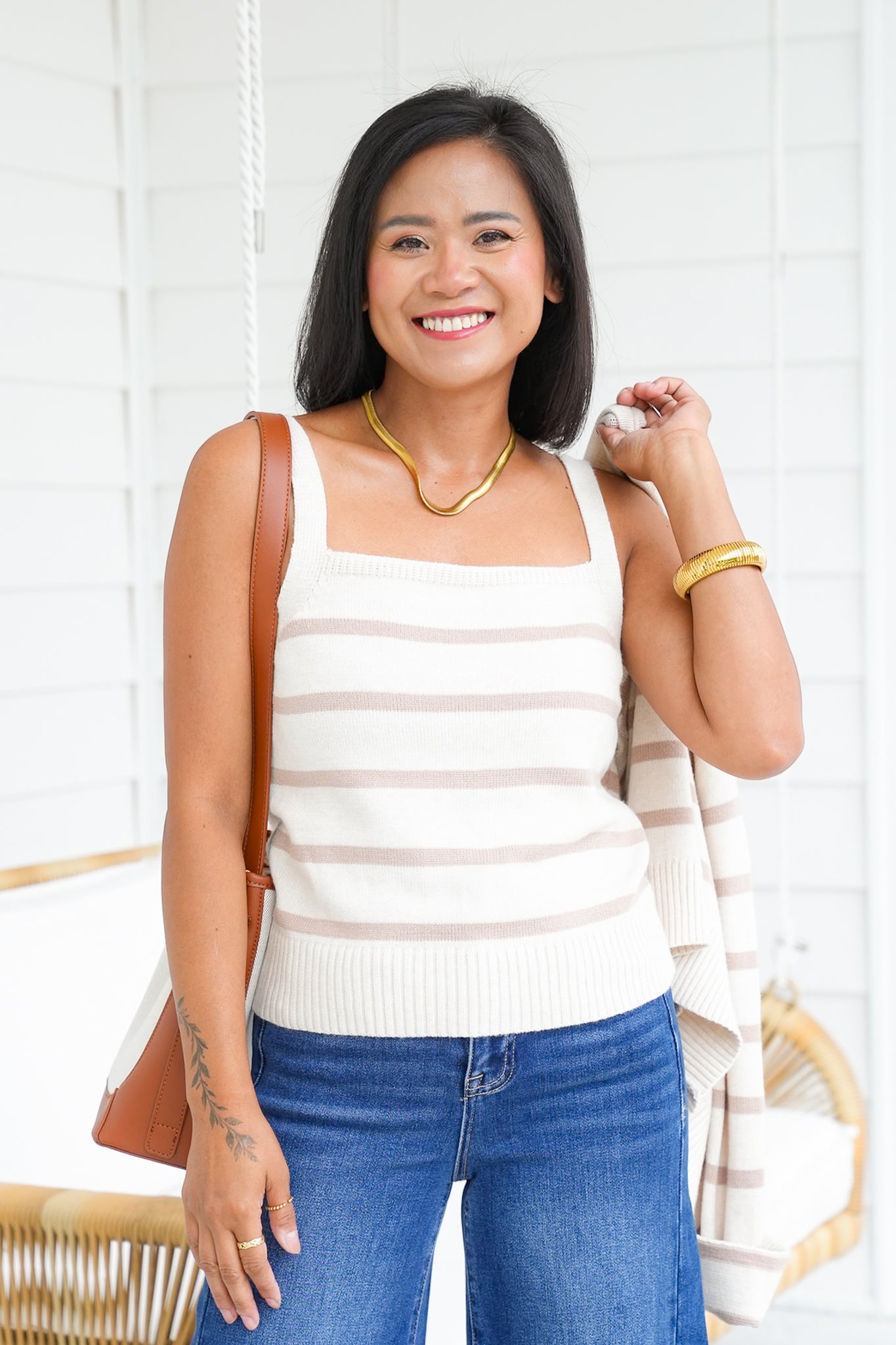 Striped Cami and Cardigan Set