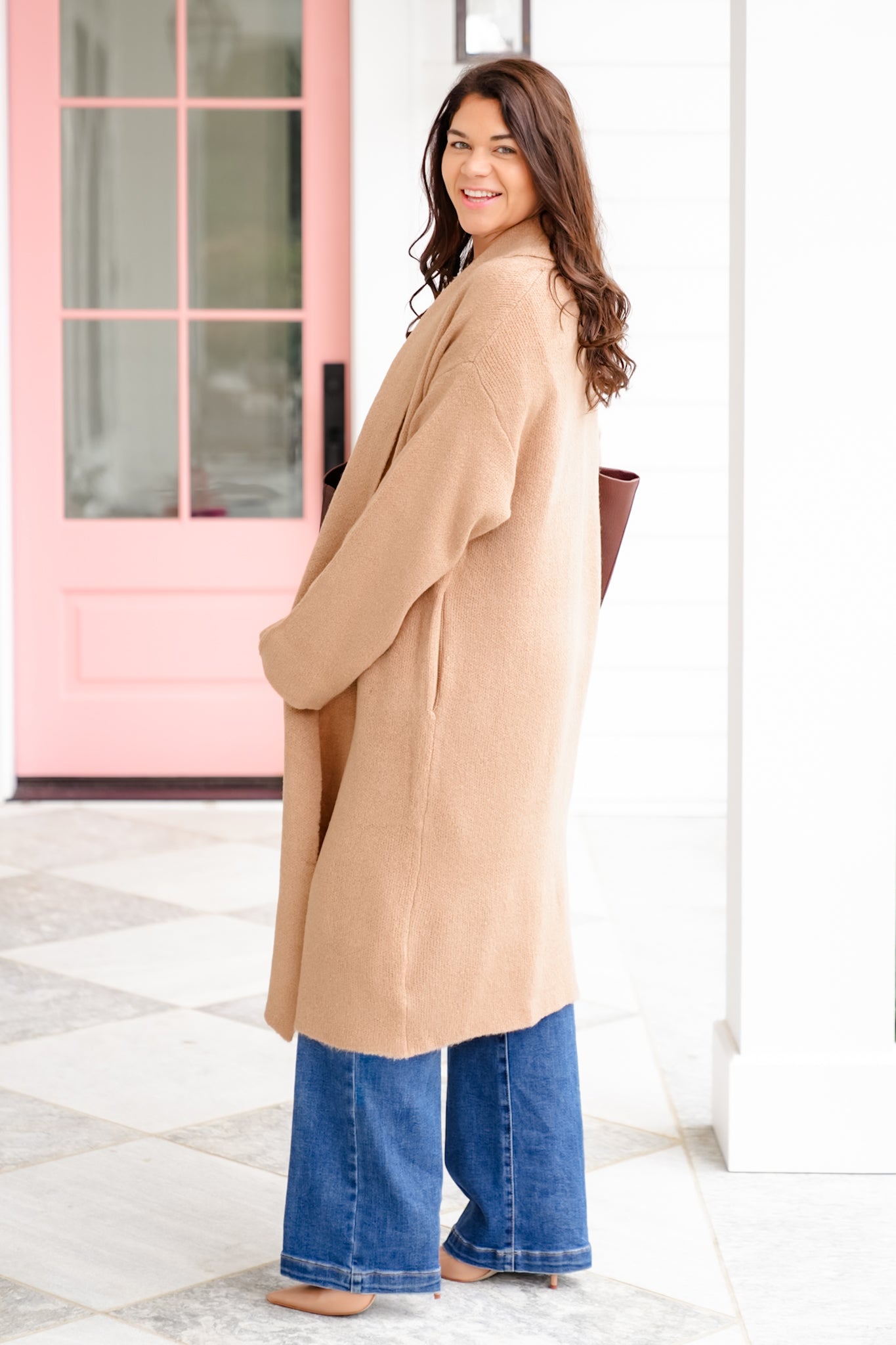 Long Sleeve Long Cardigan with Side Pockets