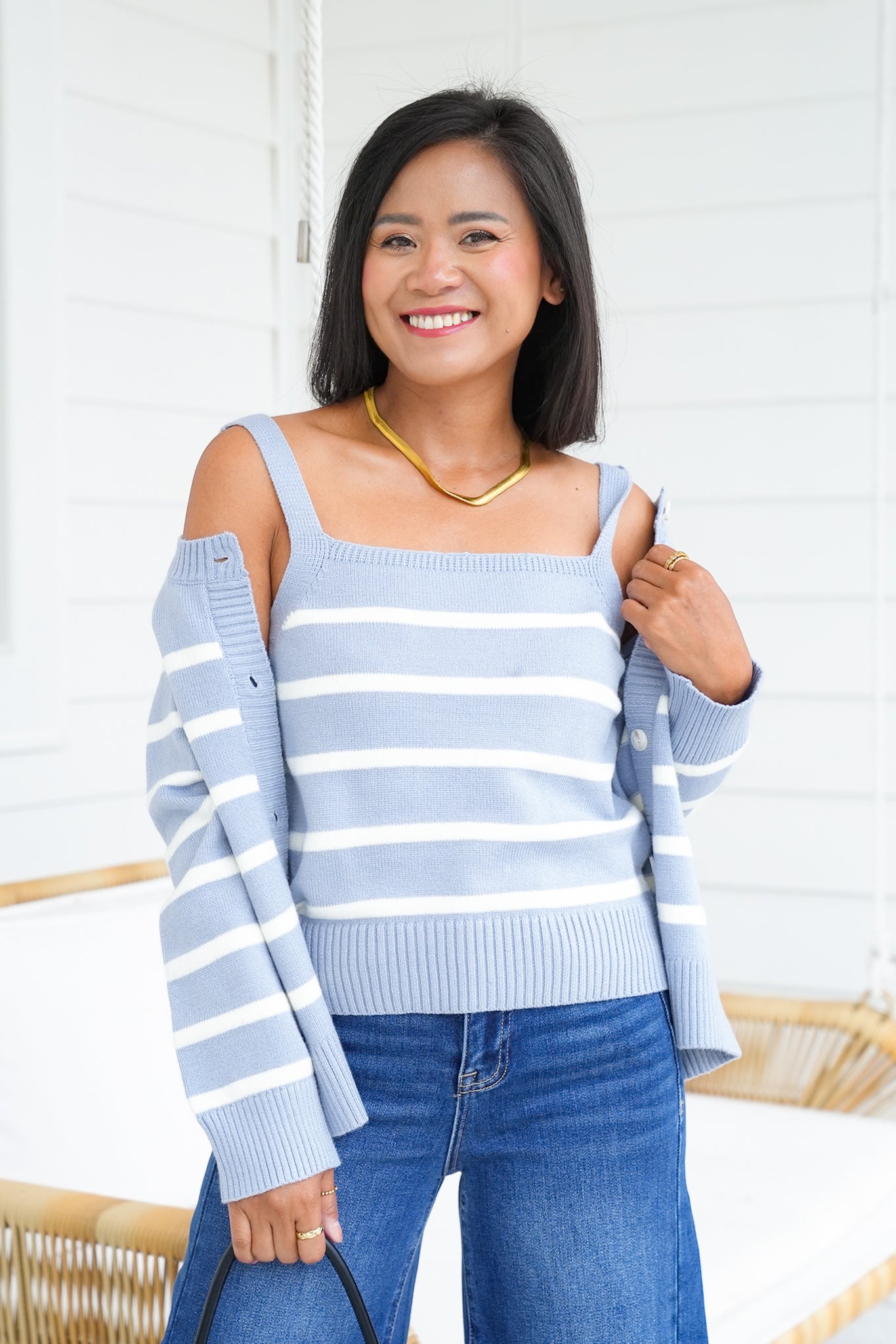 Striped Cami and Cardigan Set