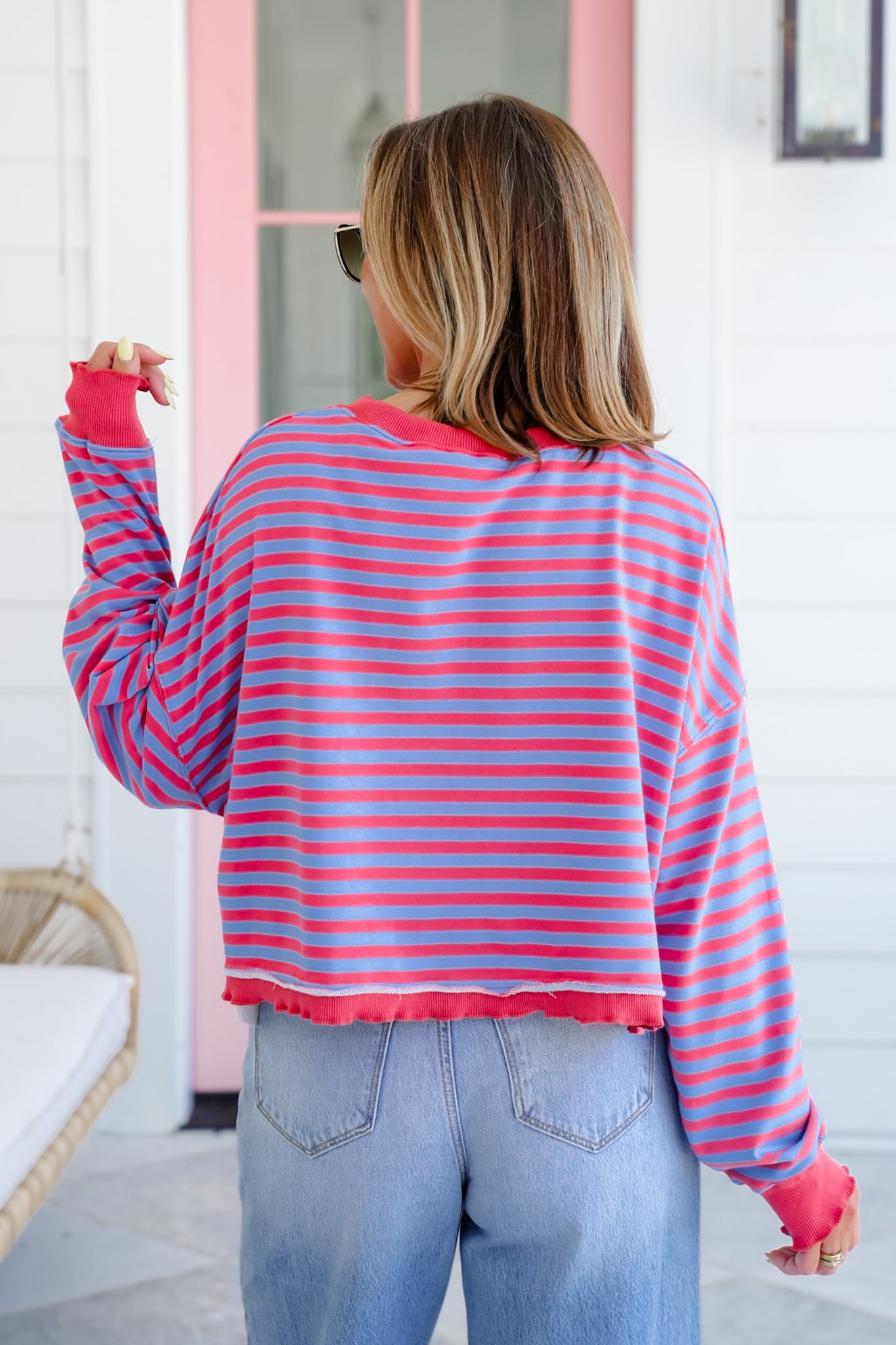 Striped Long Sleeve Round Neck Top