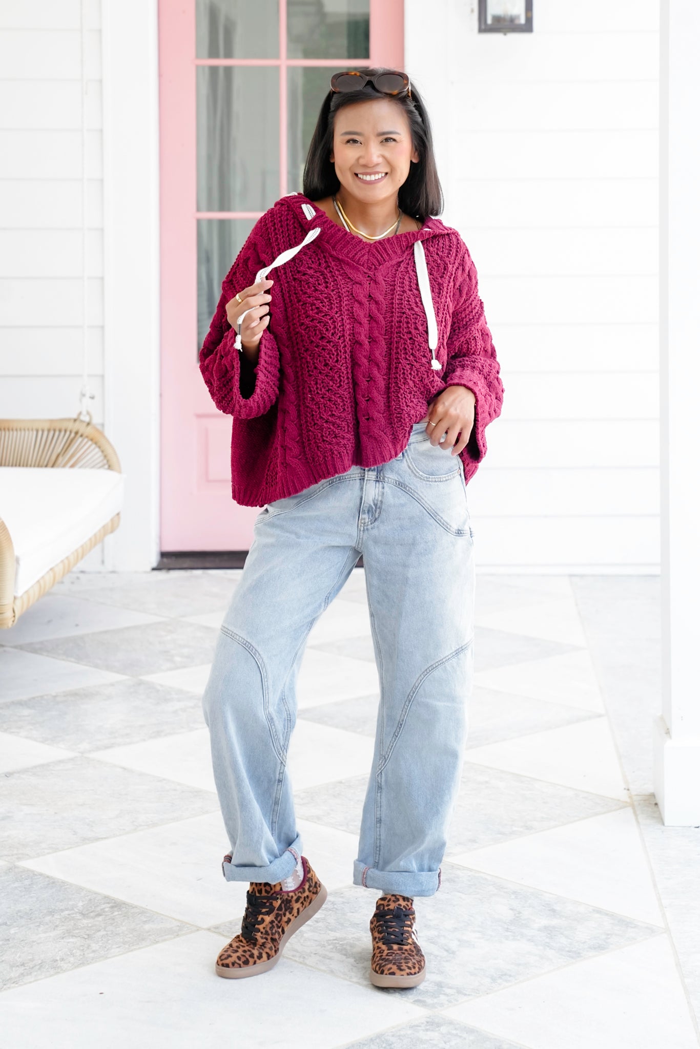 Luxurious Cable Drawstring Hooded Sweater
