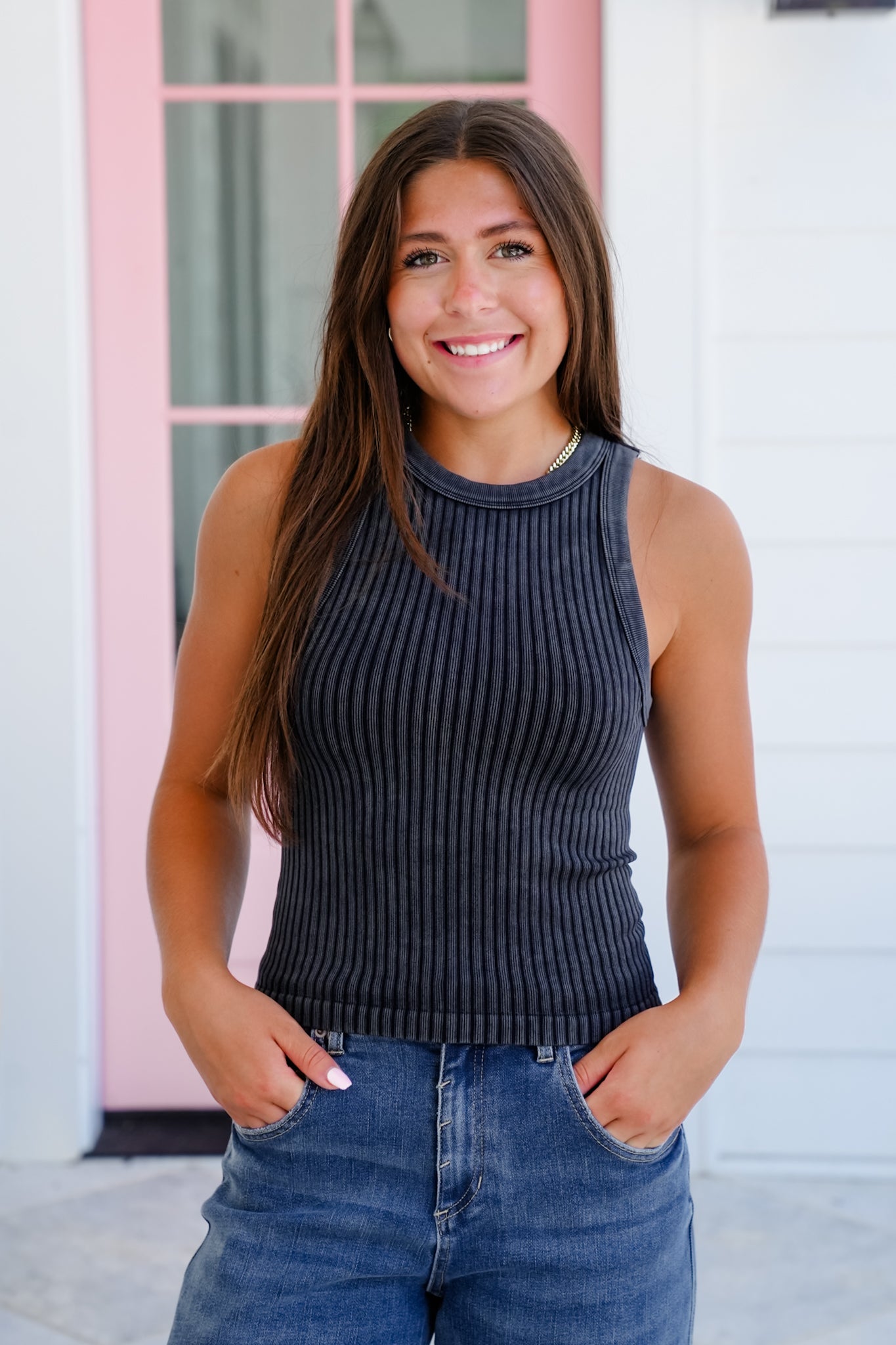 Door Buster! Zenana Ribbed Washed Seamless Tank Top