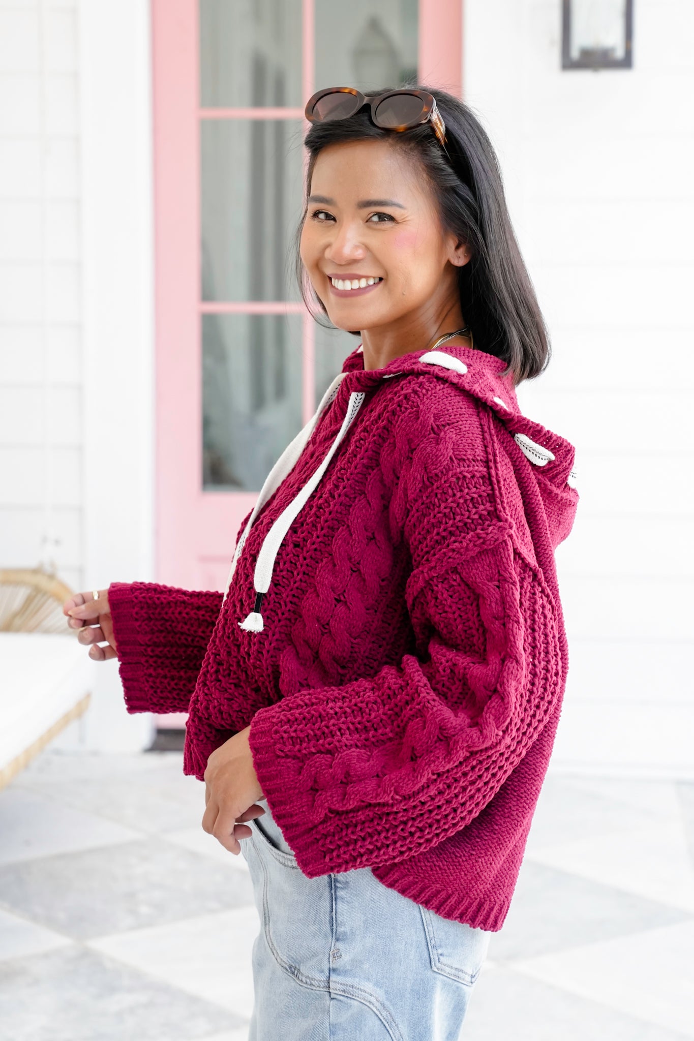 Luxurious Cable Drawstring Hooded Sweater