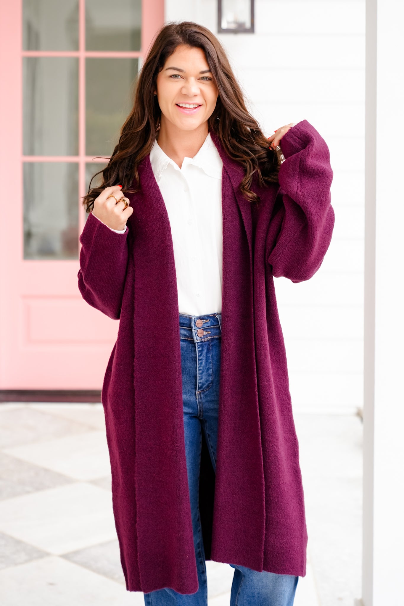 Long Sleeve Long Cardigan with Side Pockets