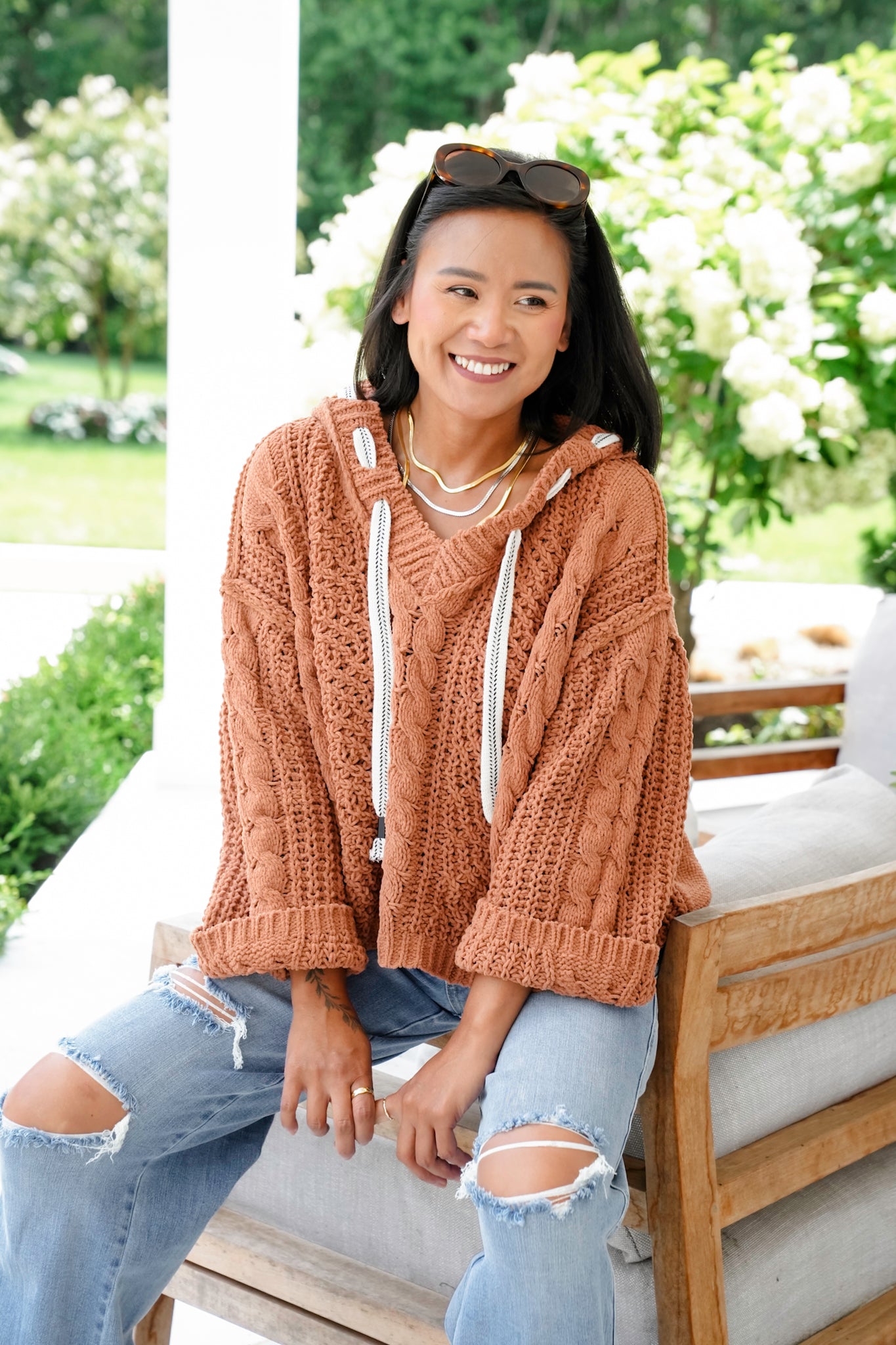 Luxurious Cable Drawstring Hooded Sweater