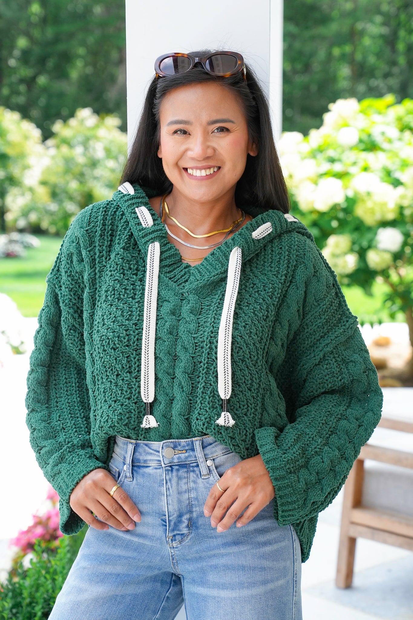 Luxurious Cable Drawstring Hooded Sweater