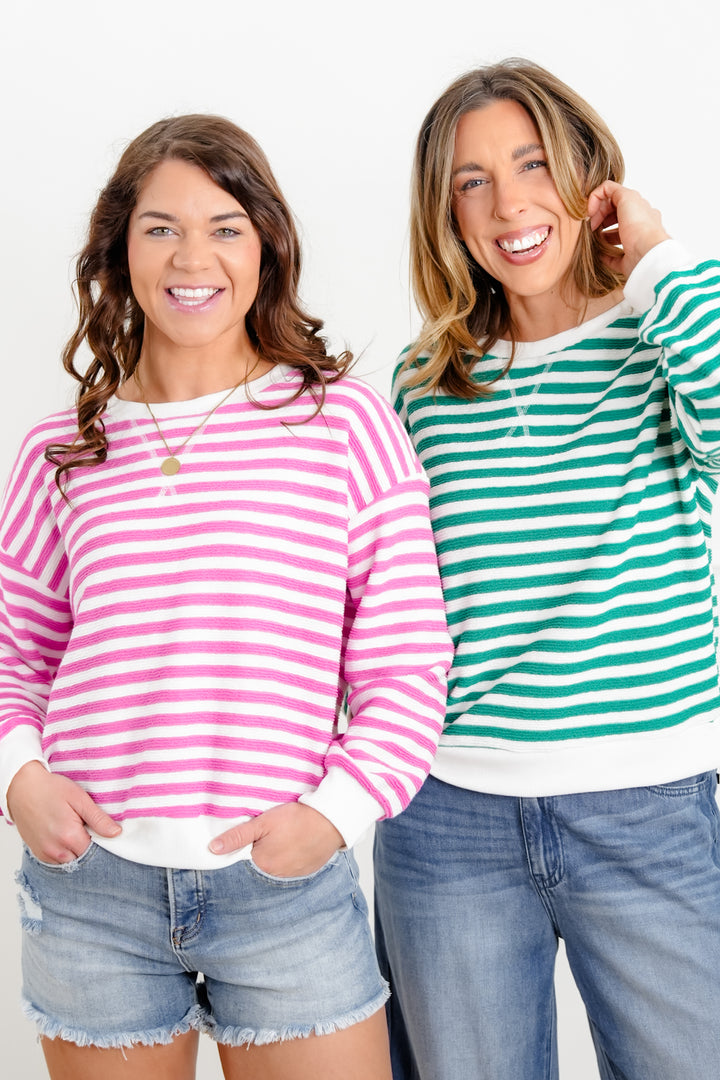 Door Buster! Zenana Textured Striped Pullover