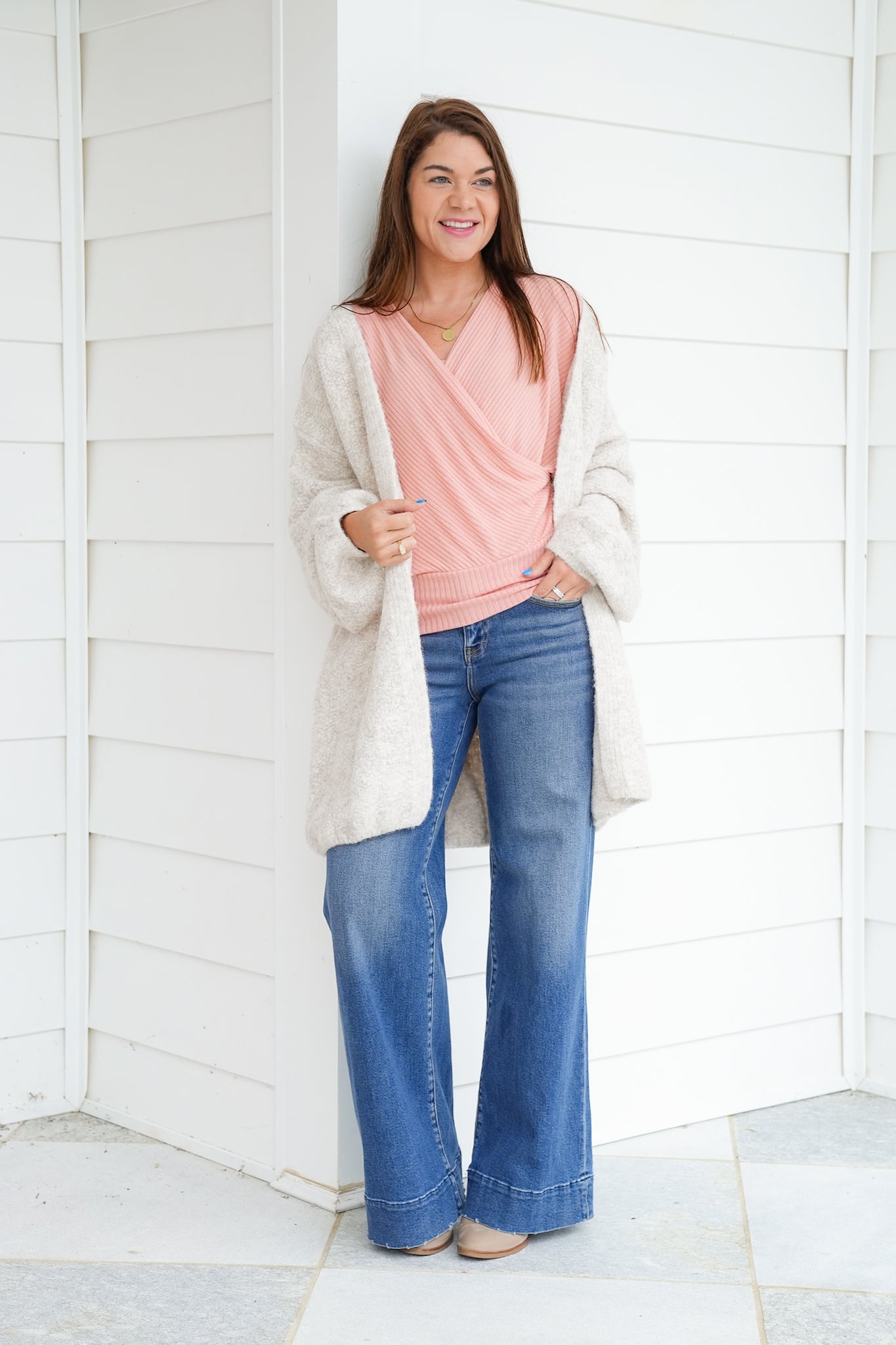 Ribbed Knit Short Dolman Sleeve Wrap Top