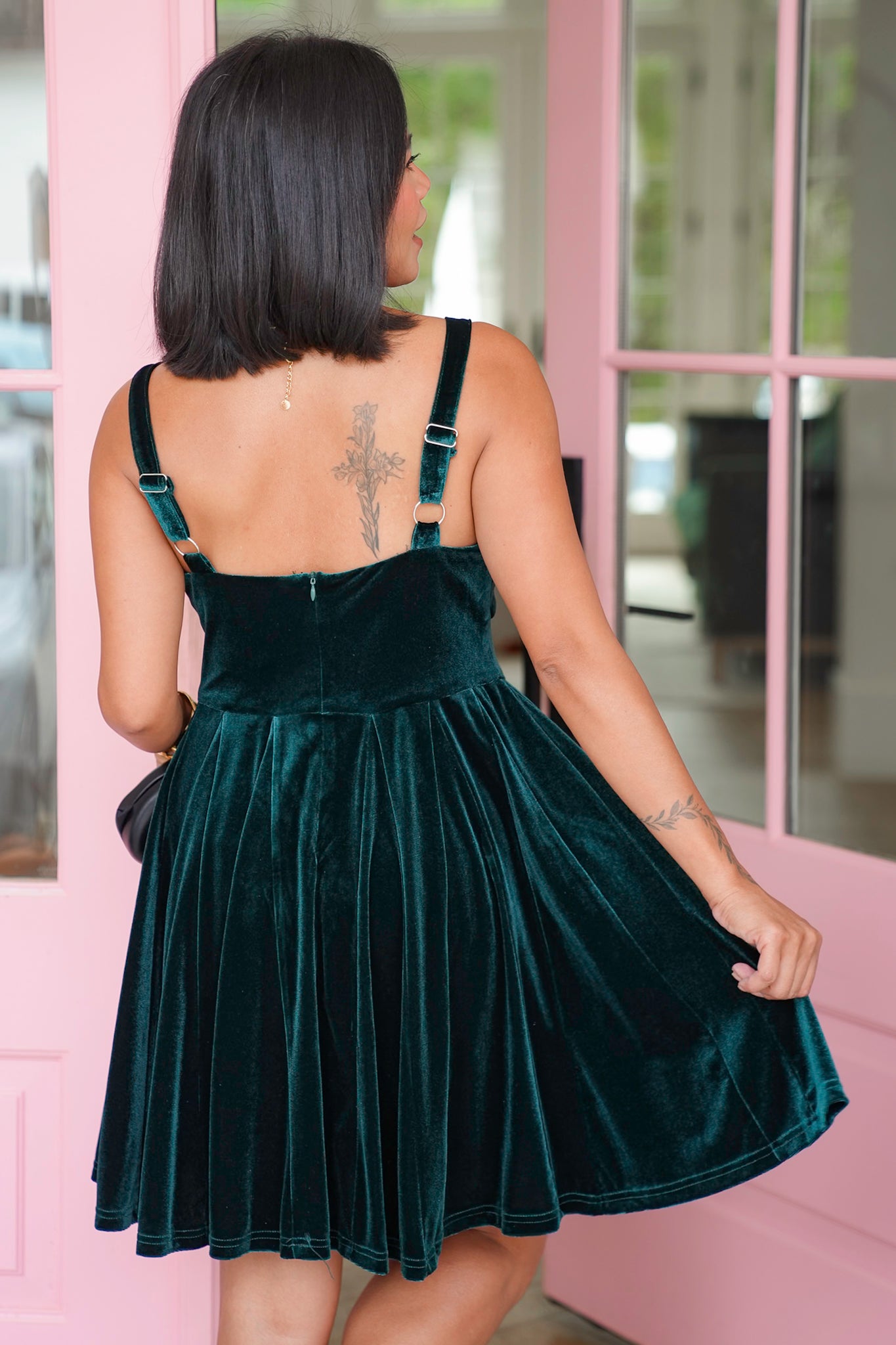 Velvet Sleeveless Mini Dresses with Bow