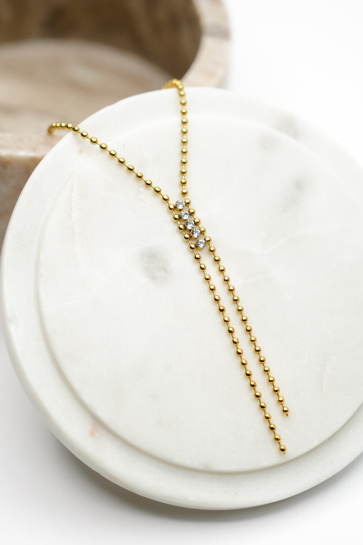 Zephine Gold Cz Lariat Necklace