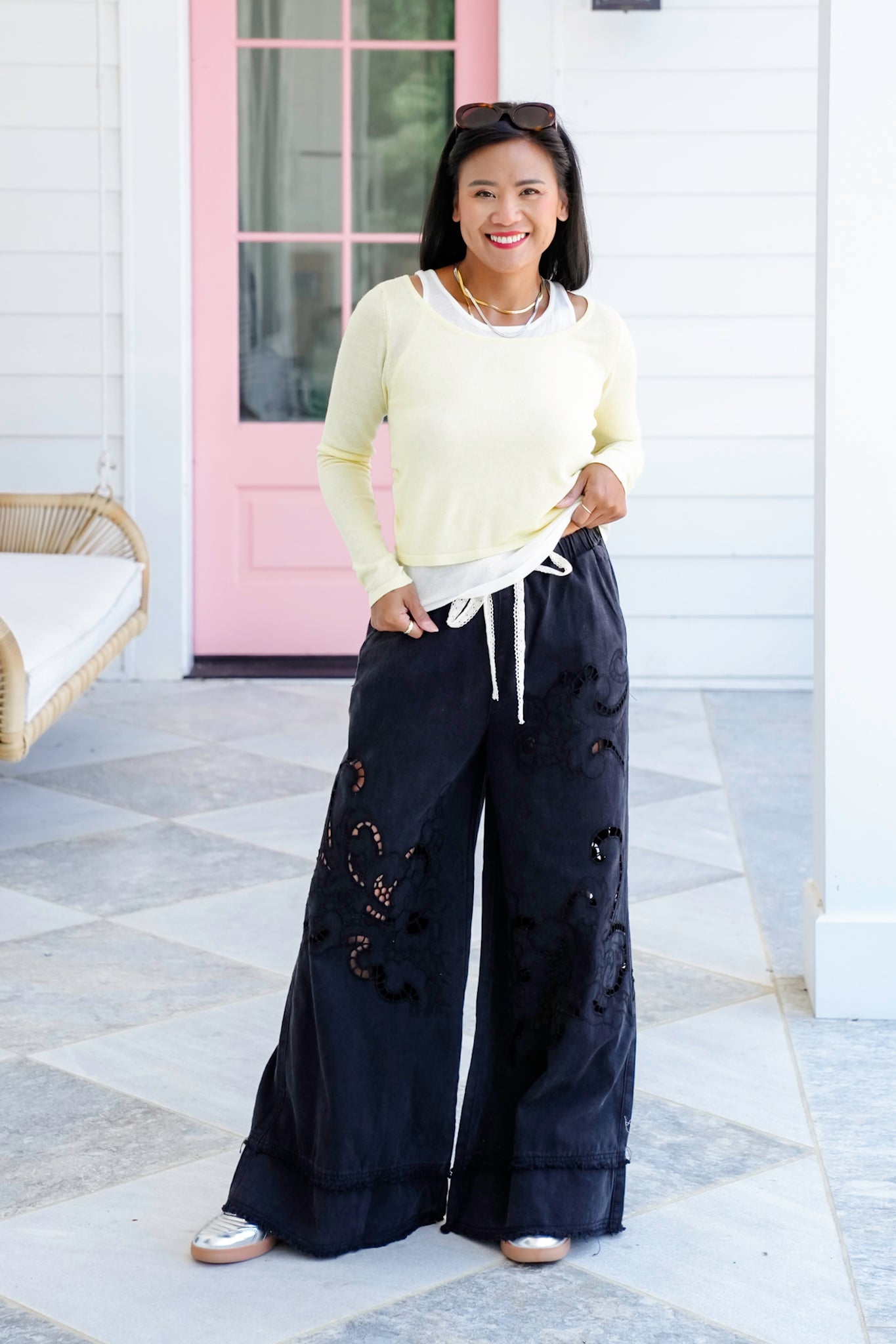 Double Layer Long Sleeve Knit Top