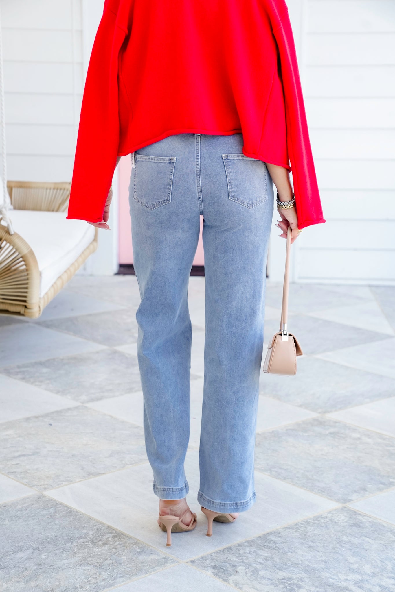 Medium Wash Floral Embroidered Jeans