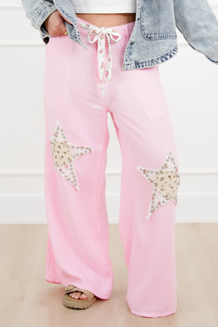 POL Star Patch High Rise Wide Leg Pants
