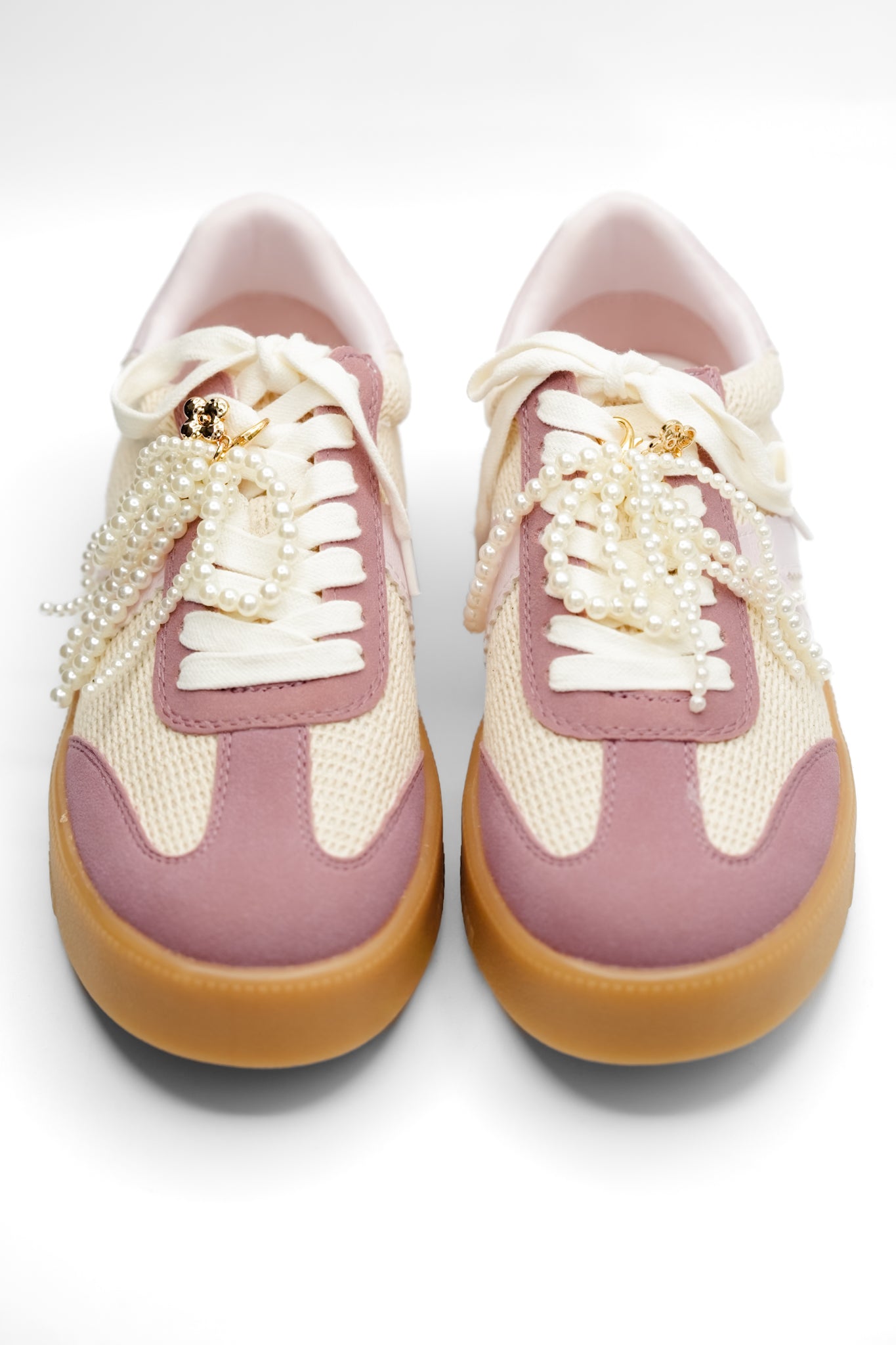 MIA Mesh Panel Fashion Sneaker with Decorative Pearl Accent