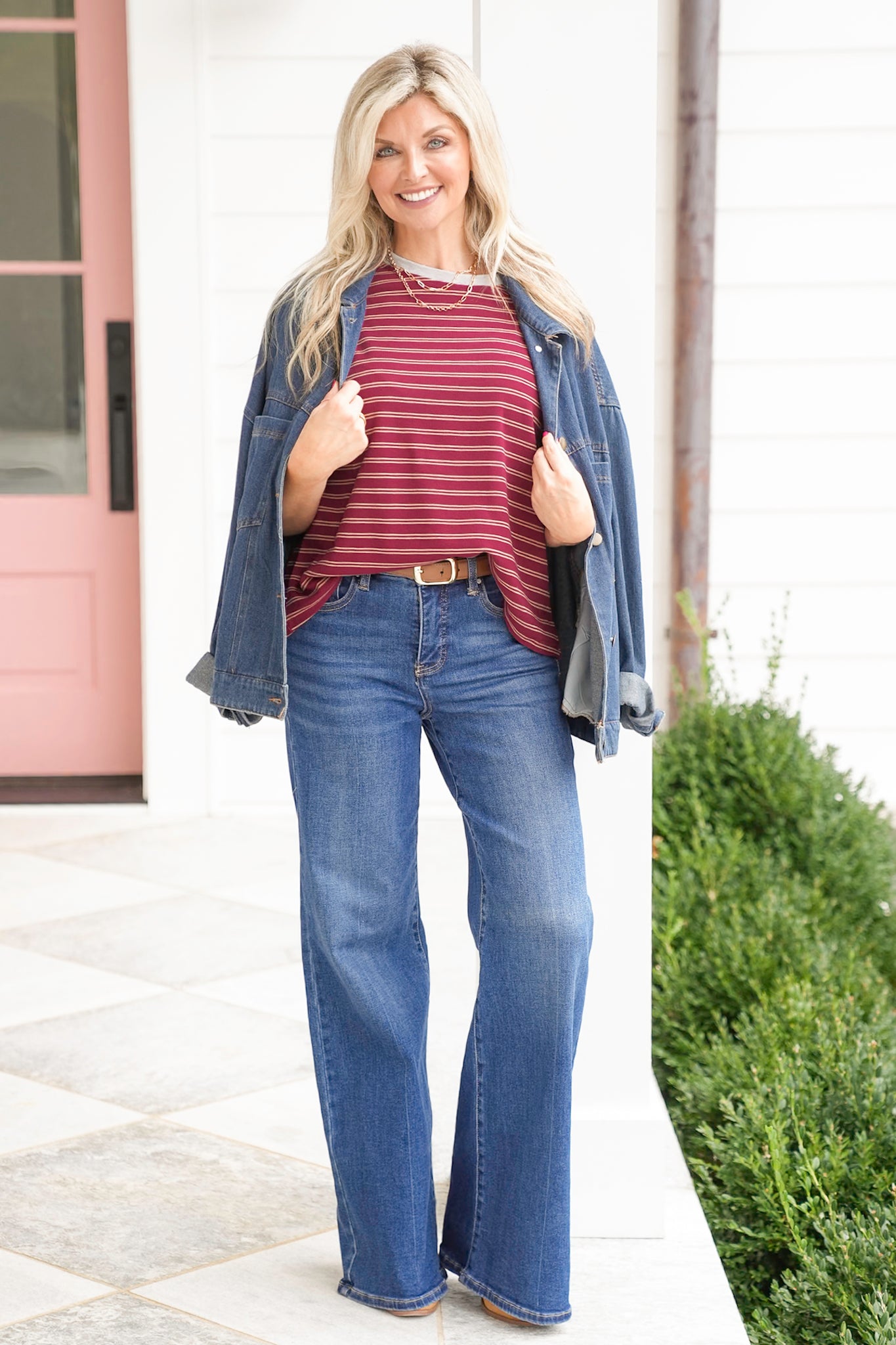 Stripe Short Sleeve Relaxed Top