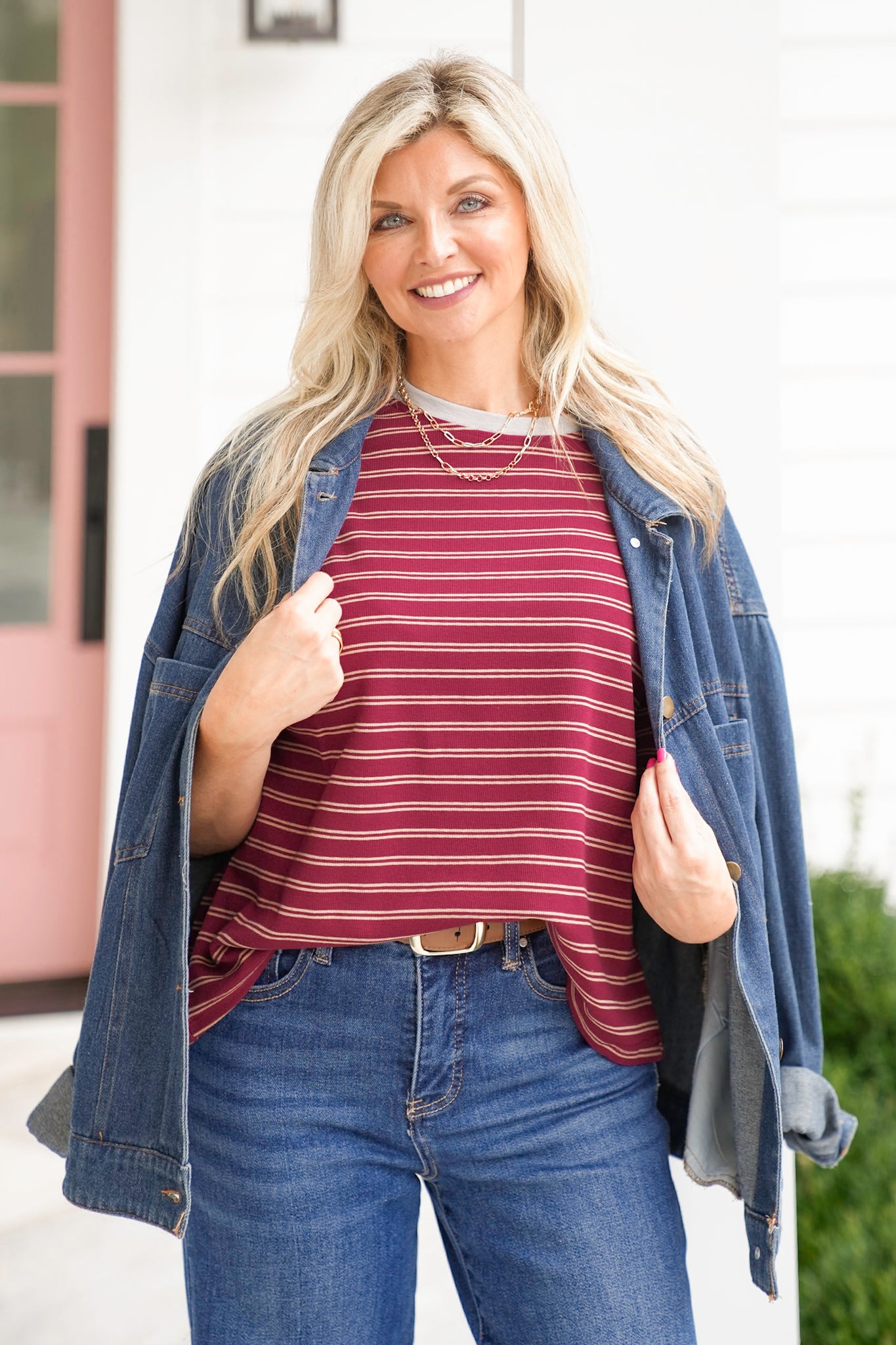Stripe Short Sleeve Relaxed Top
