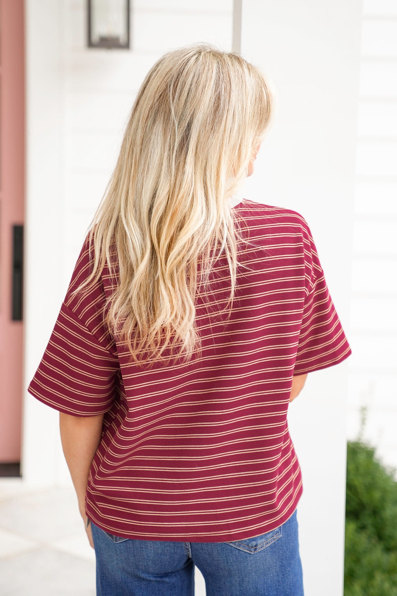 Stripe Short Sleeve Relaxed Top