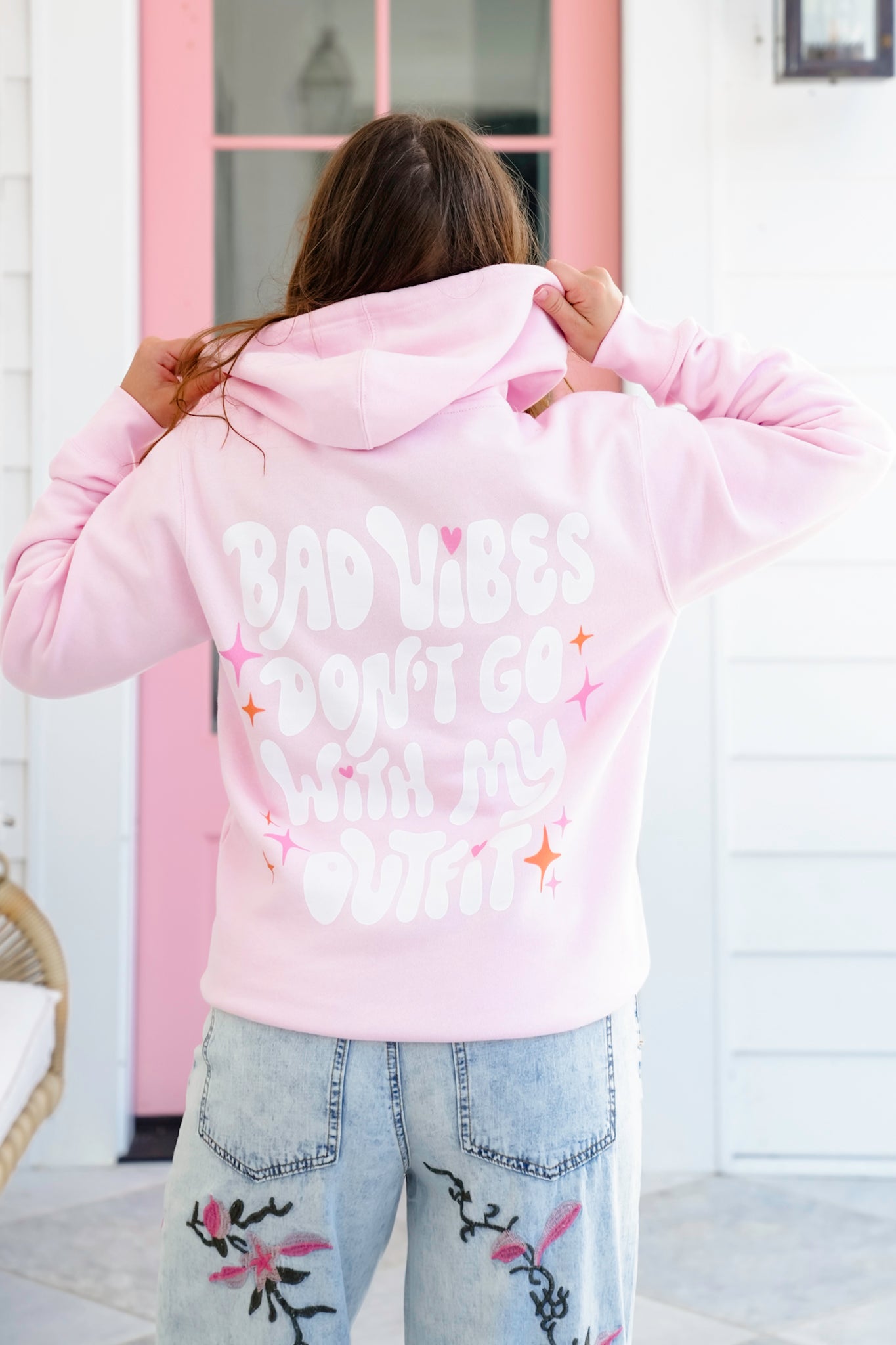 Plus/Reg Long Sleeve FP "Bad Vibes Don't Go With My Outfit" Graphic Hoodie