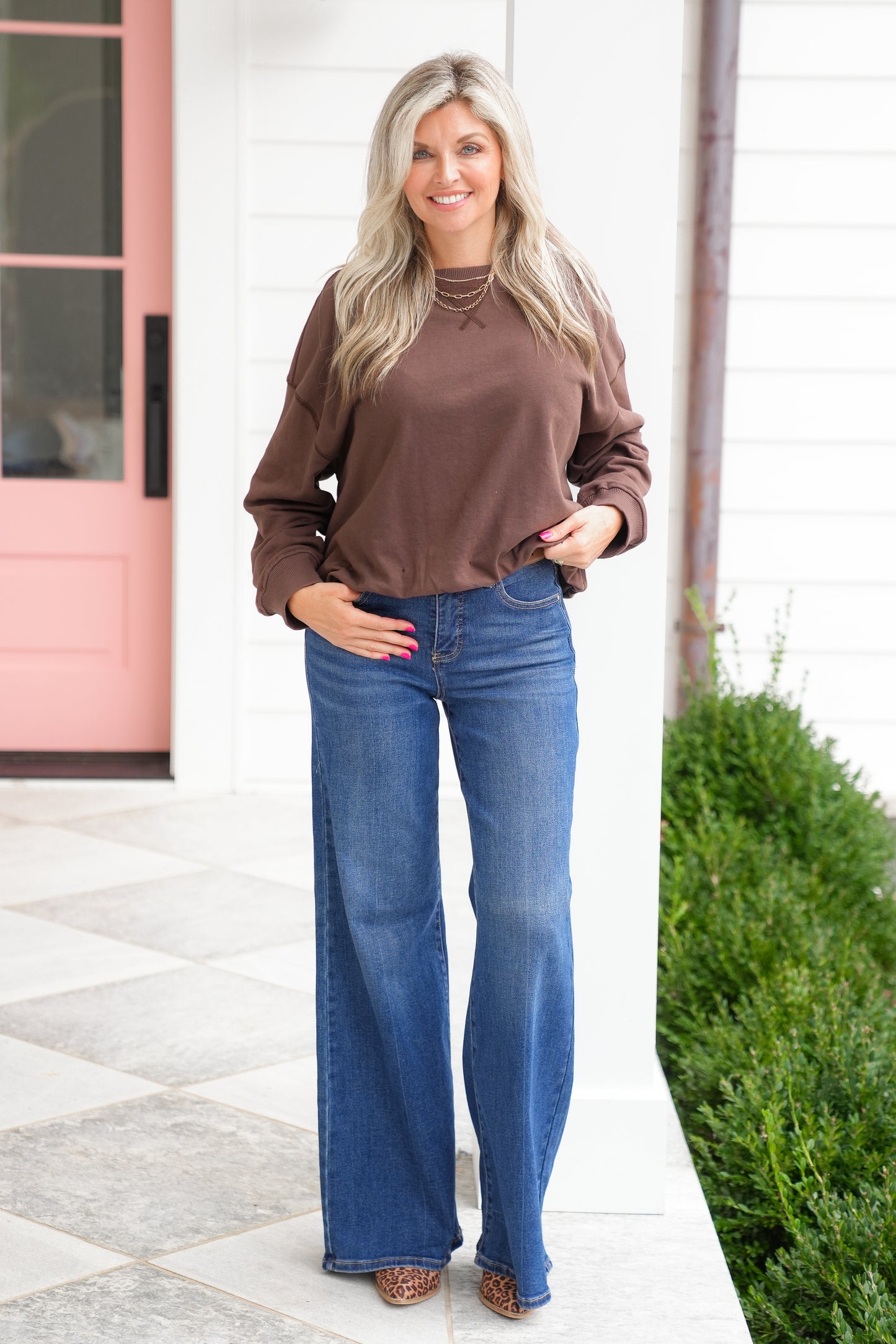 Long Sleeve Bubble Hem Pullover Top
