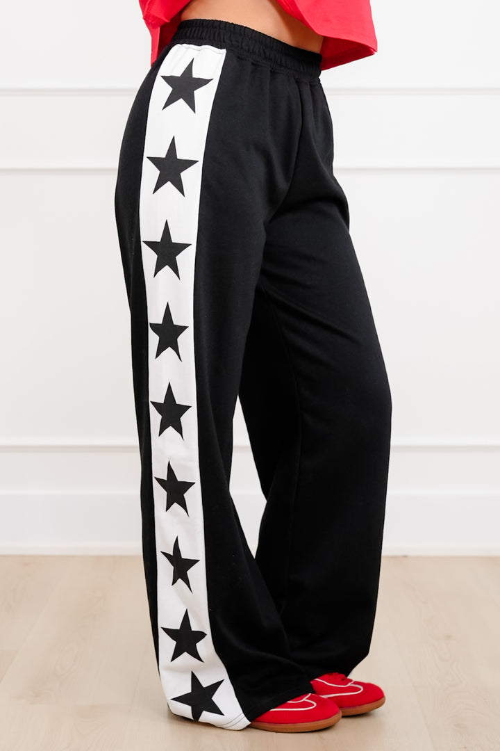 Plus/Reg Elastic Waist Sweatpants with Star Stripe